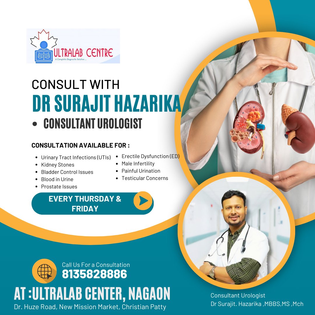 Ultralab Centre, Nagaon Facebook ad: Consult with Dr. Surajit Hazarika, Urologist | Ultralab…