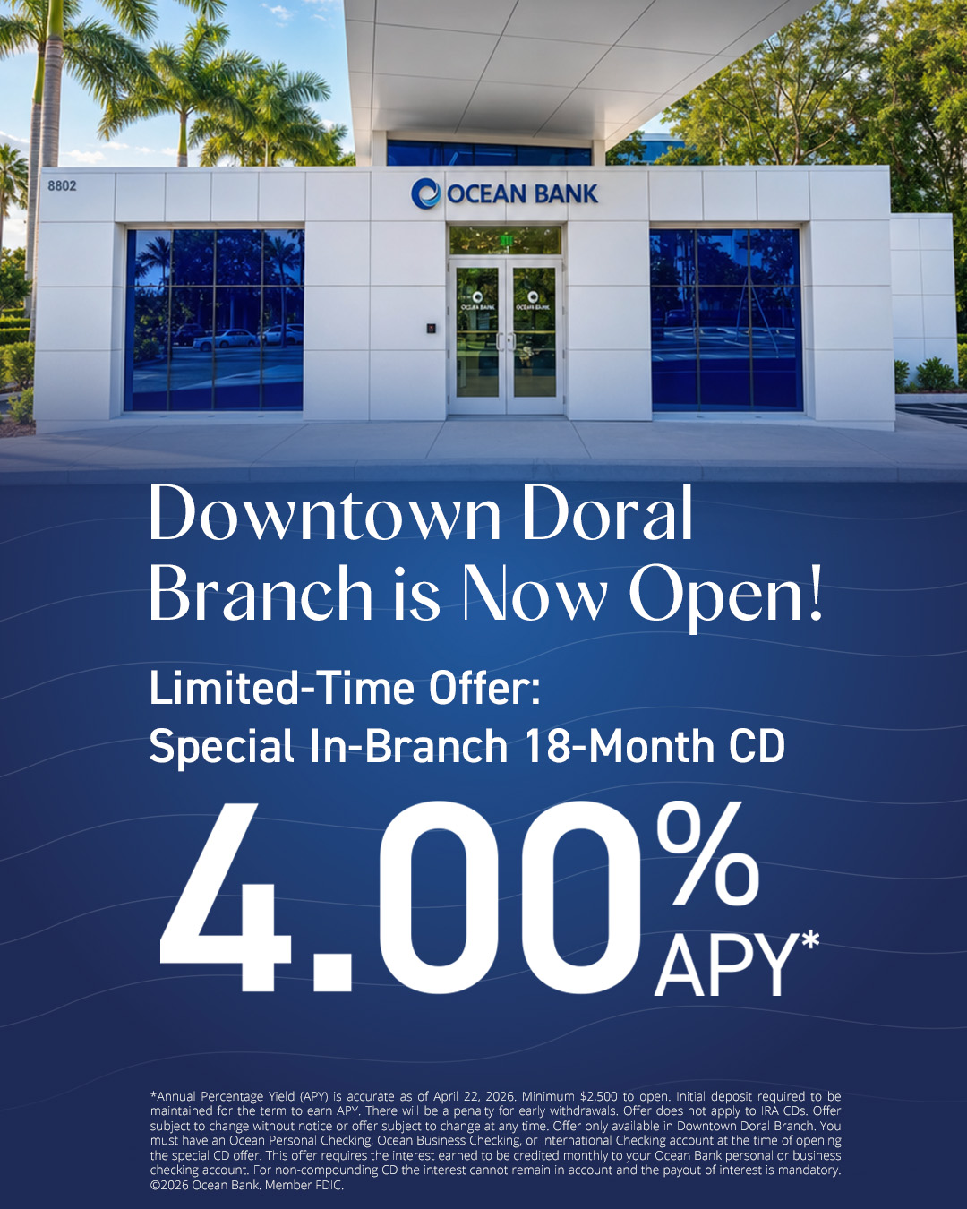 Ocean Bank Facebook ad: Grow your money safely and securely!