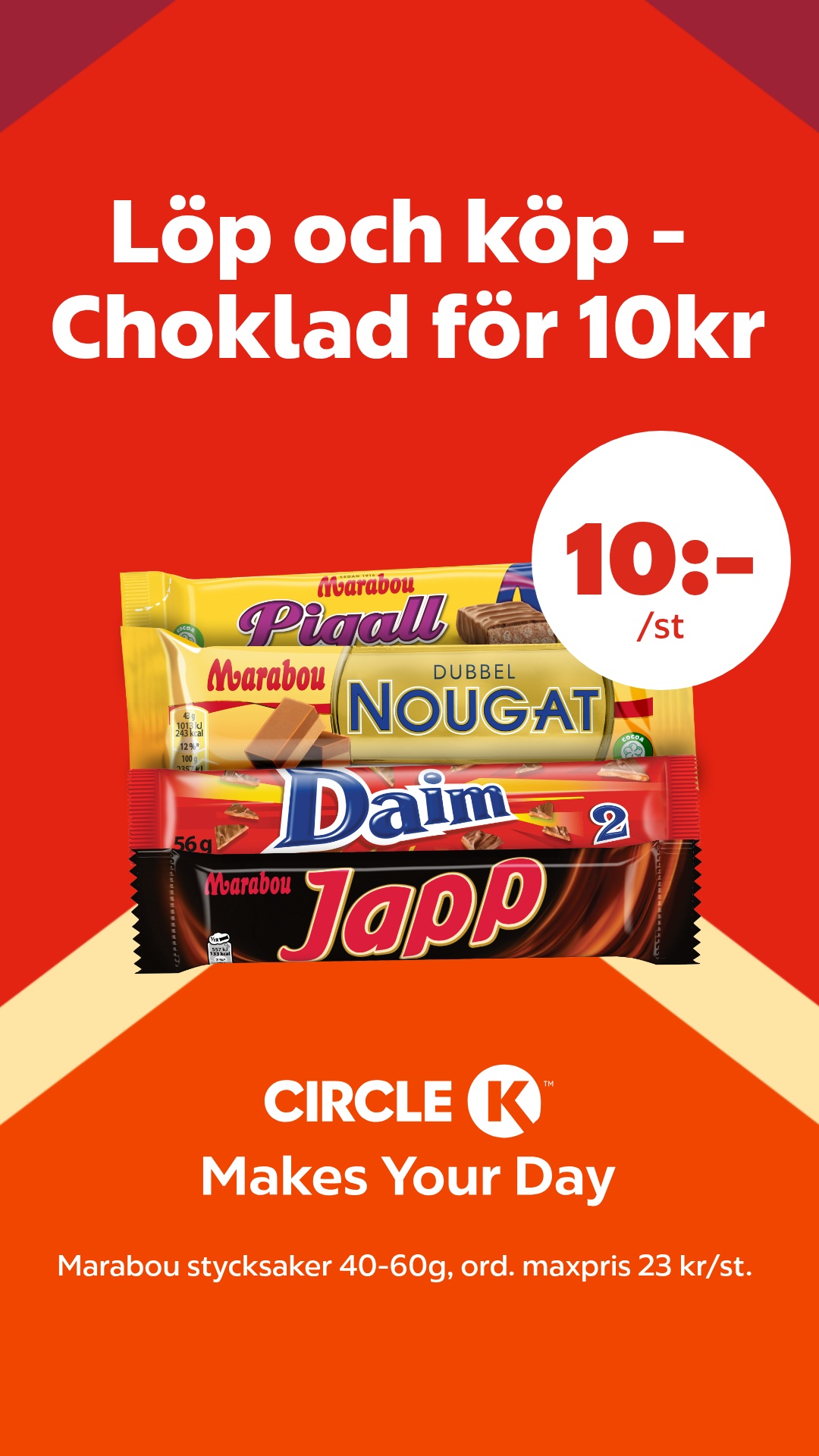 Circle K Sverige Facebook ad: Sötsugen? Då har vi goda nyheter. Just nu kostar utvalda…