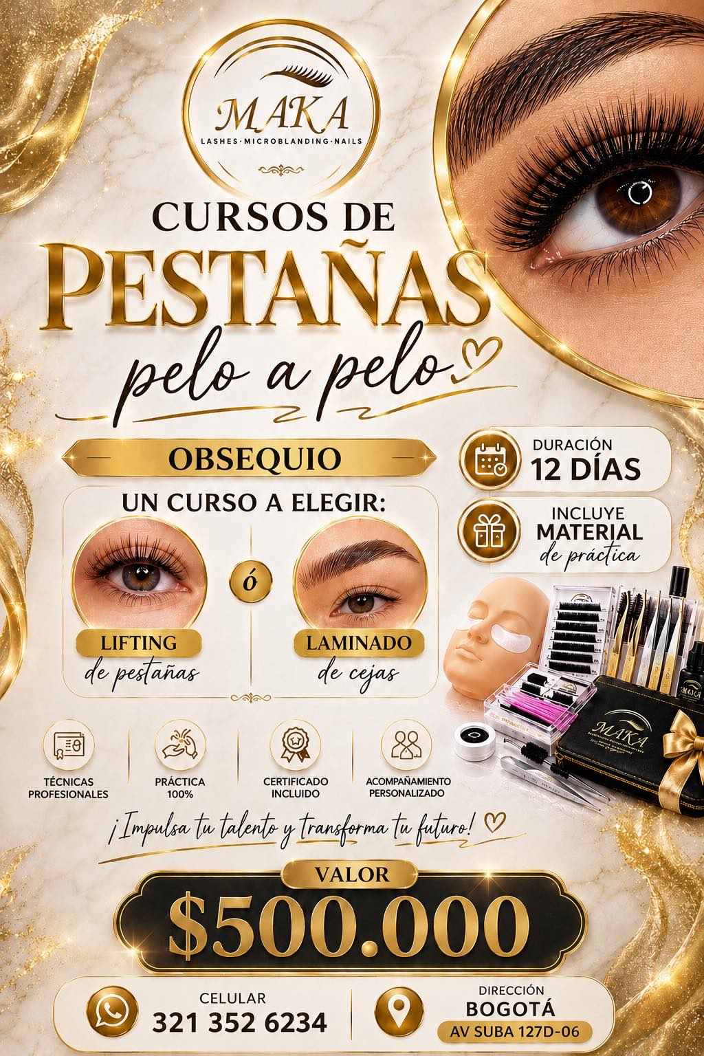 Lash&Glam Facebook ad: ¡Conviértete en una profesional de las pestañas pelo…