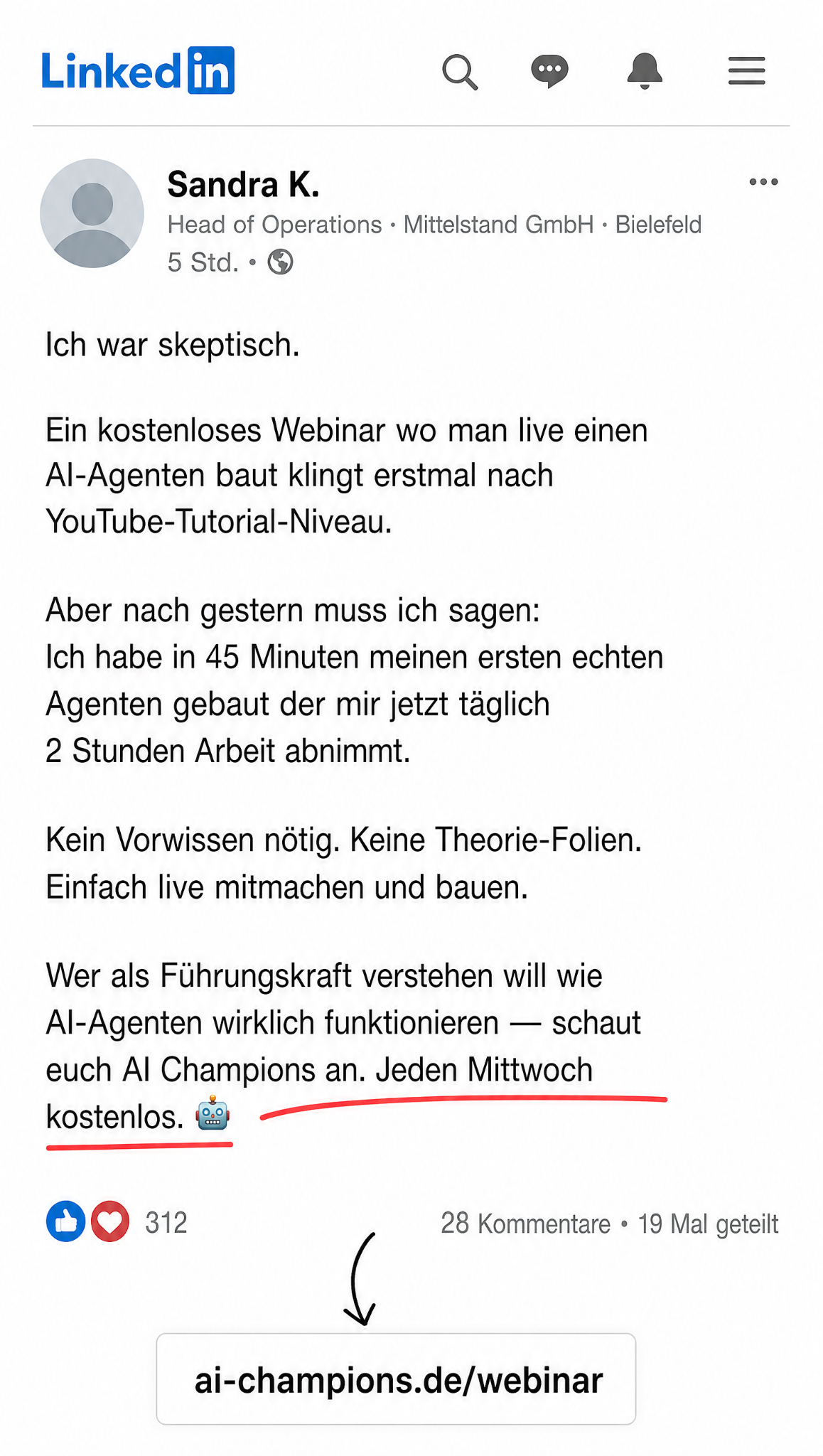 AI Champions Facebook ad from May 11, 2026