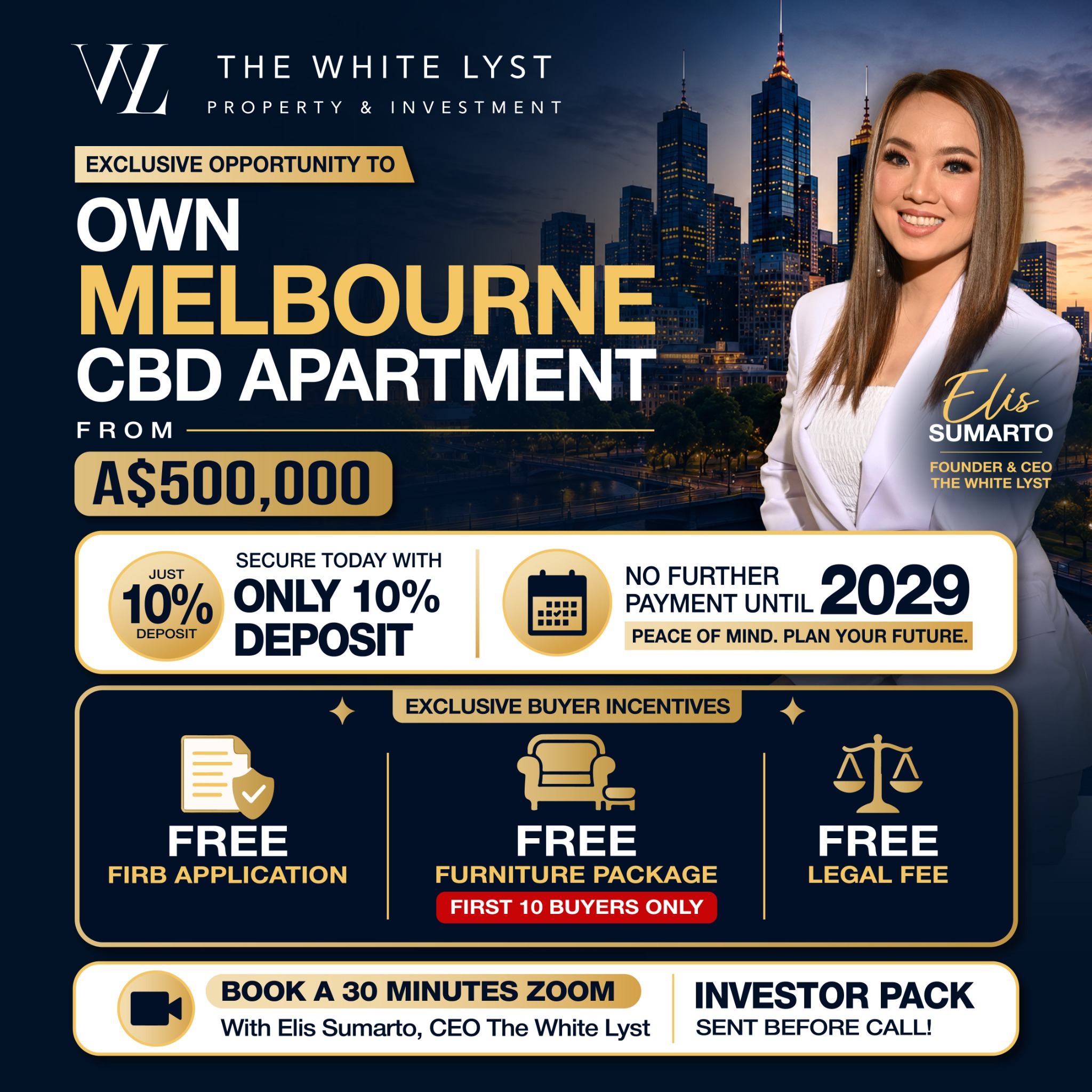 Elis Sumarto Facebook ad: Melbourne CBD Apartments Starting From AUD $500,000