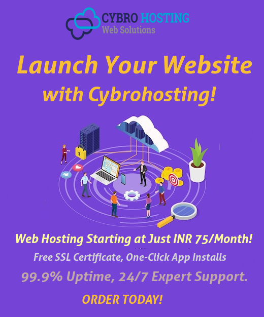 Cybrohosting Web Solutions Facebook ad: WebHosting at ₹75