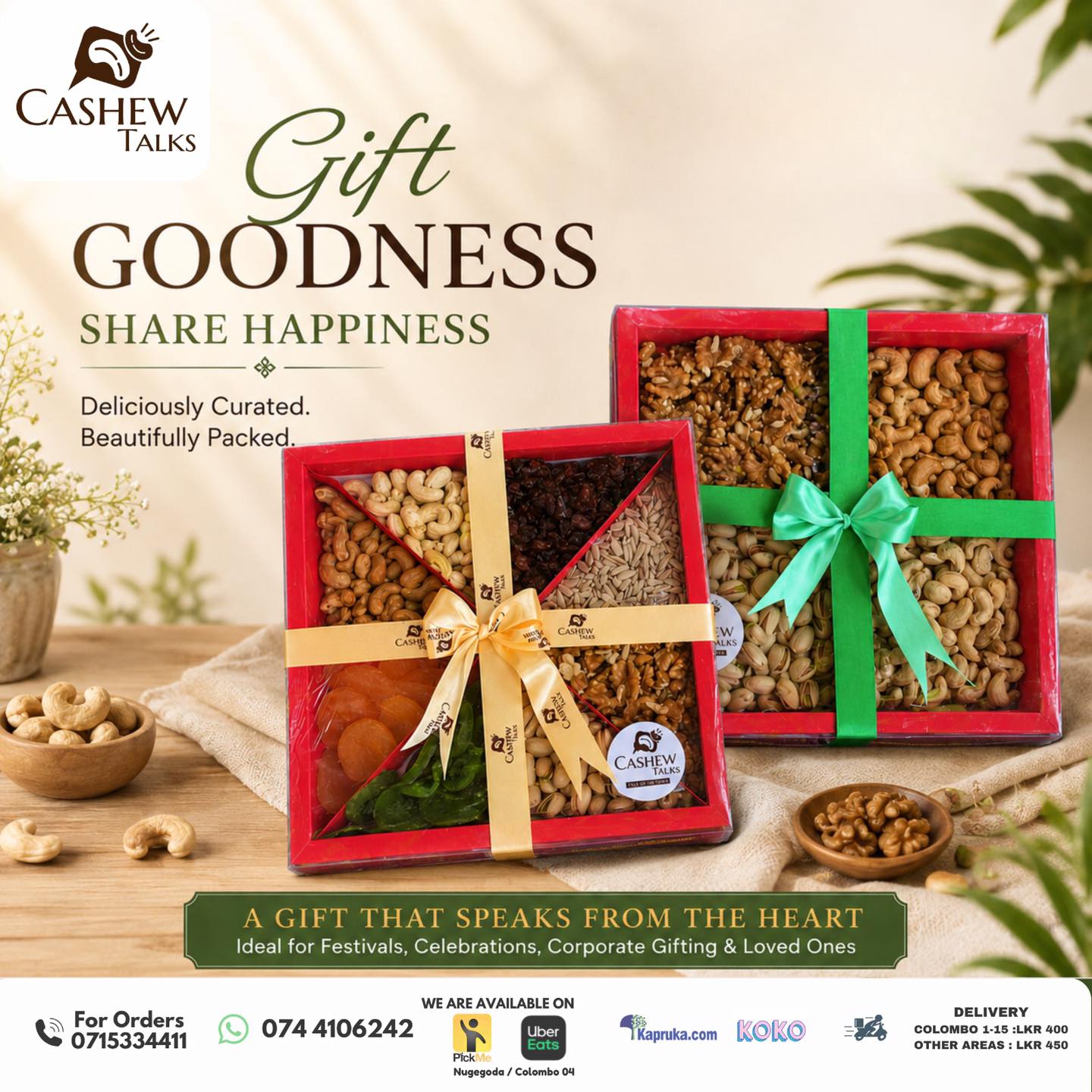 Cashew Talks Facebook ad: Sweeten every moment with Our Wide Gift Range