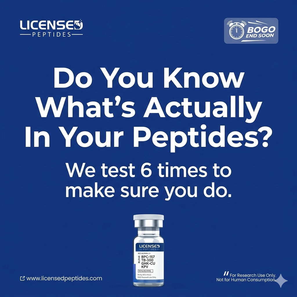 LicensedPeptides.com Facebook ad: Buy One Get One Free Sale Ends Soon