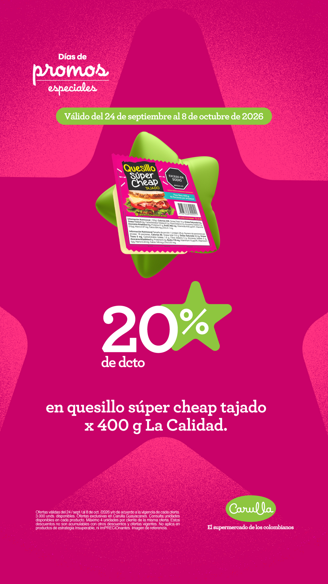 Carulla Facebook ad: ¡Para todas tus recetas lleva un queso delicioso!