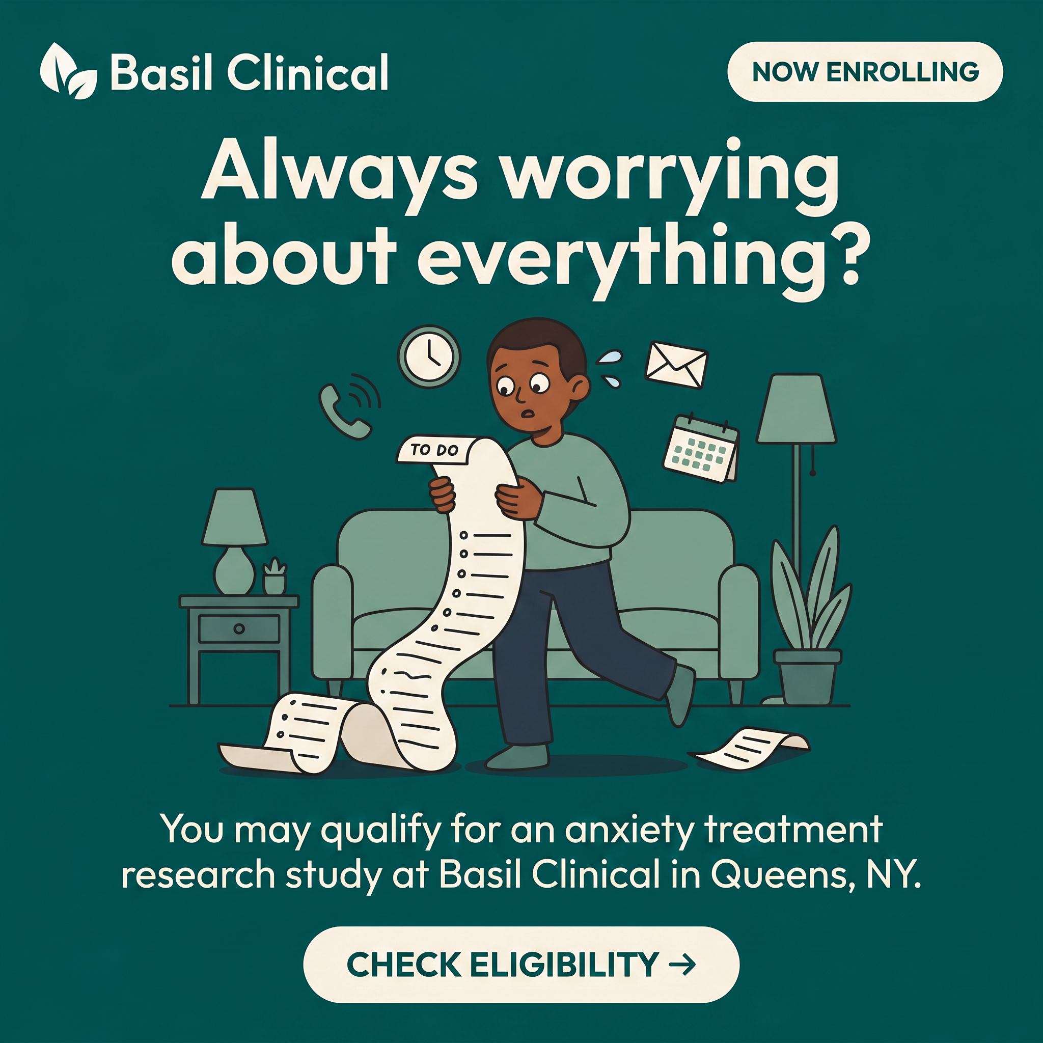 Basil Clinical Facebook ad: Living With Anxiety?