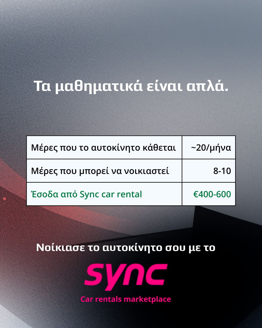 Sync car rentals marketplace Facebook ad from Apr 14, 2026