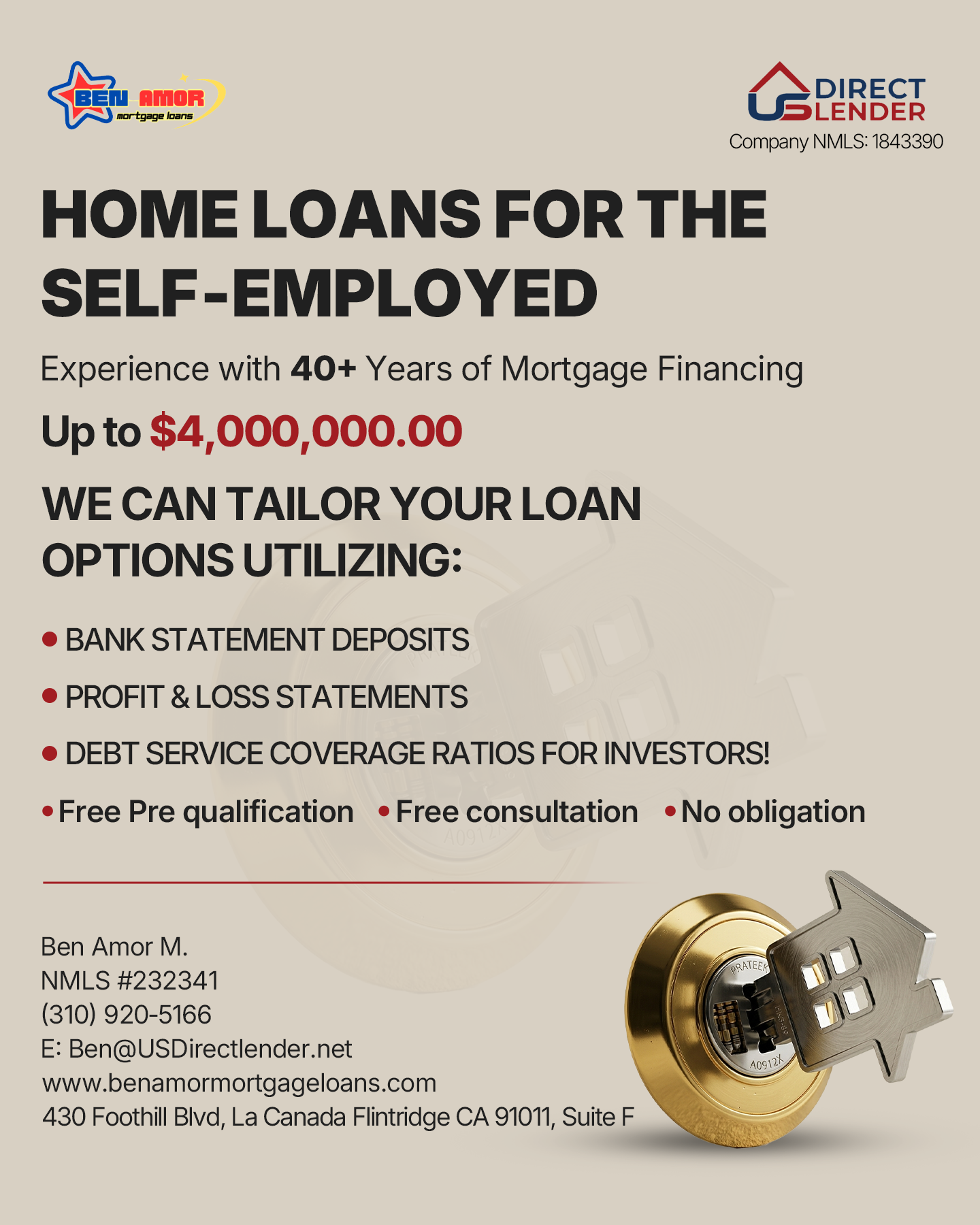 Ben Amor Mortgage Loans Facebook ad: Home Loans for the Self-Employed