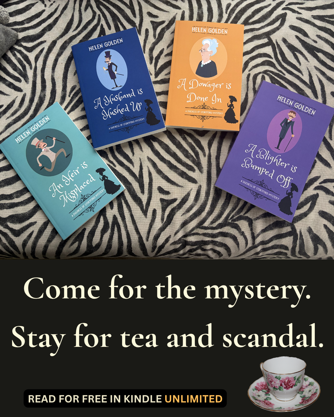 Helen Golden Author Facebook ad: Kindle Unlimited Historical Cozy Mystery Pick