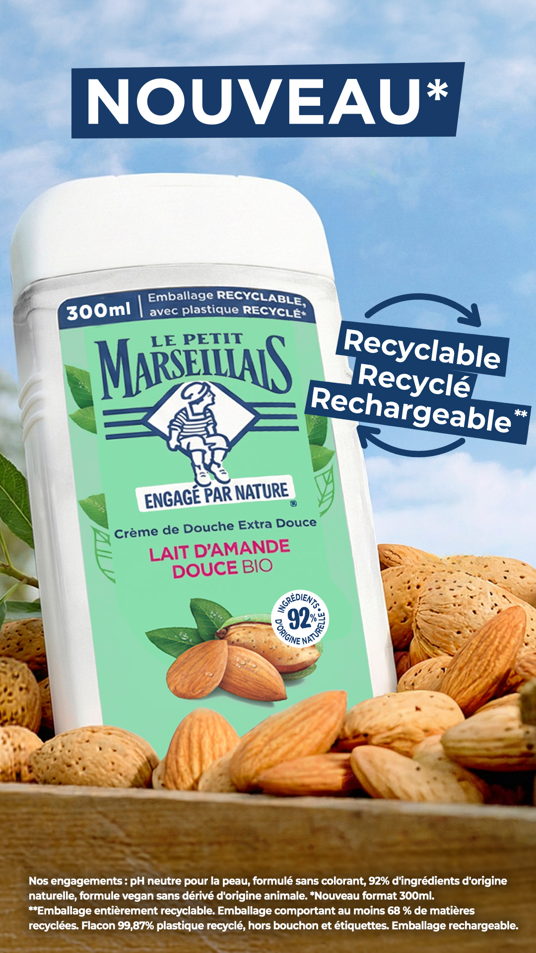 Le Petit Marseillais Facebook ad: NOUVEAU! Laissez-vous tenter par la Crème de Douche…