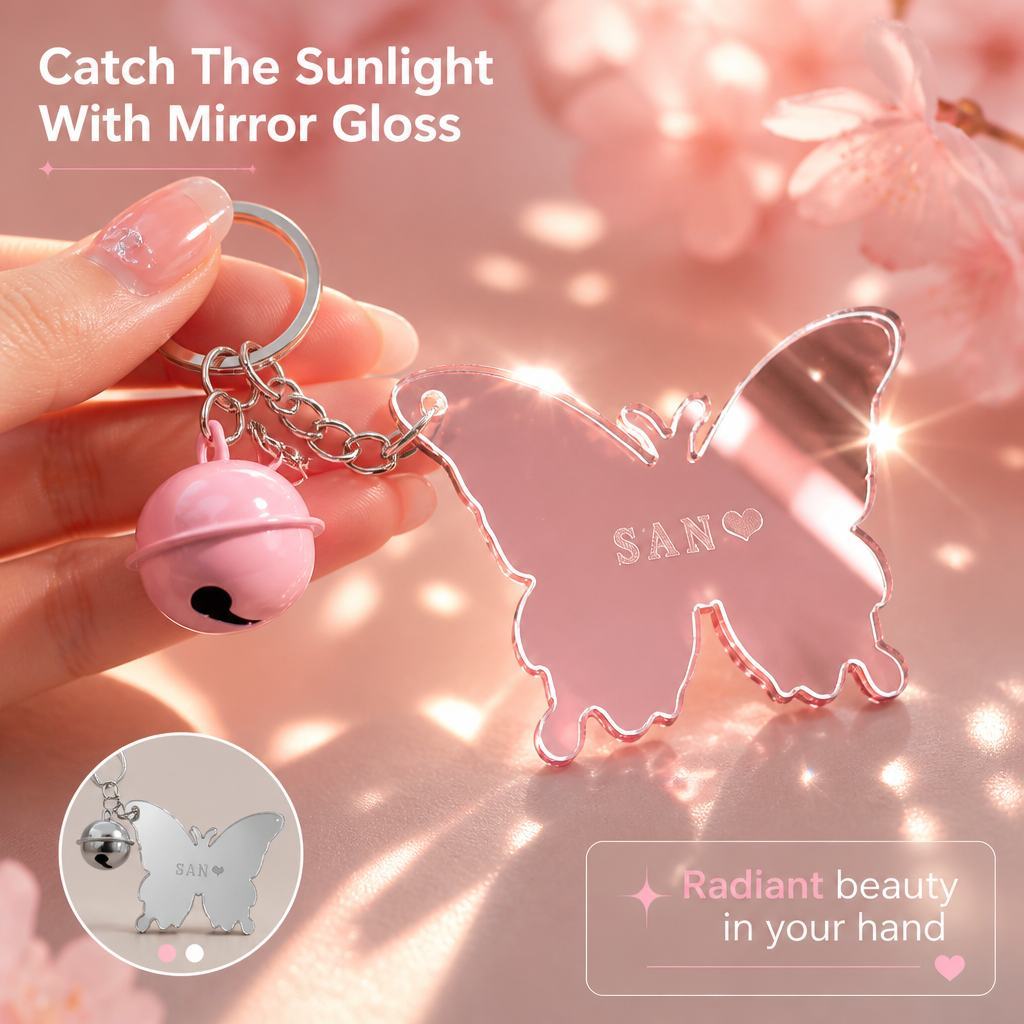 Soufeel Online Facebook ad: Your Name, Your Vibe: The Cutest Custom Butterfly Keychain