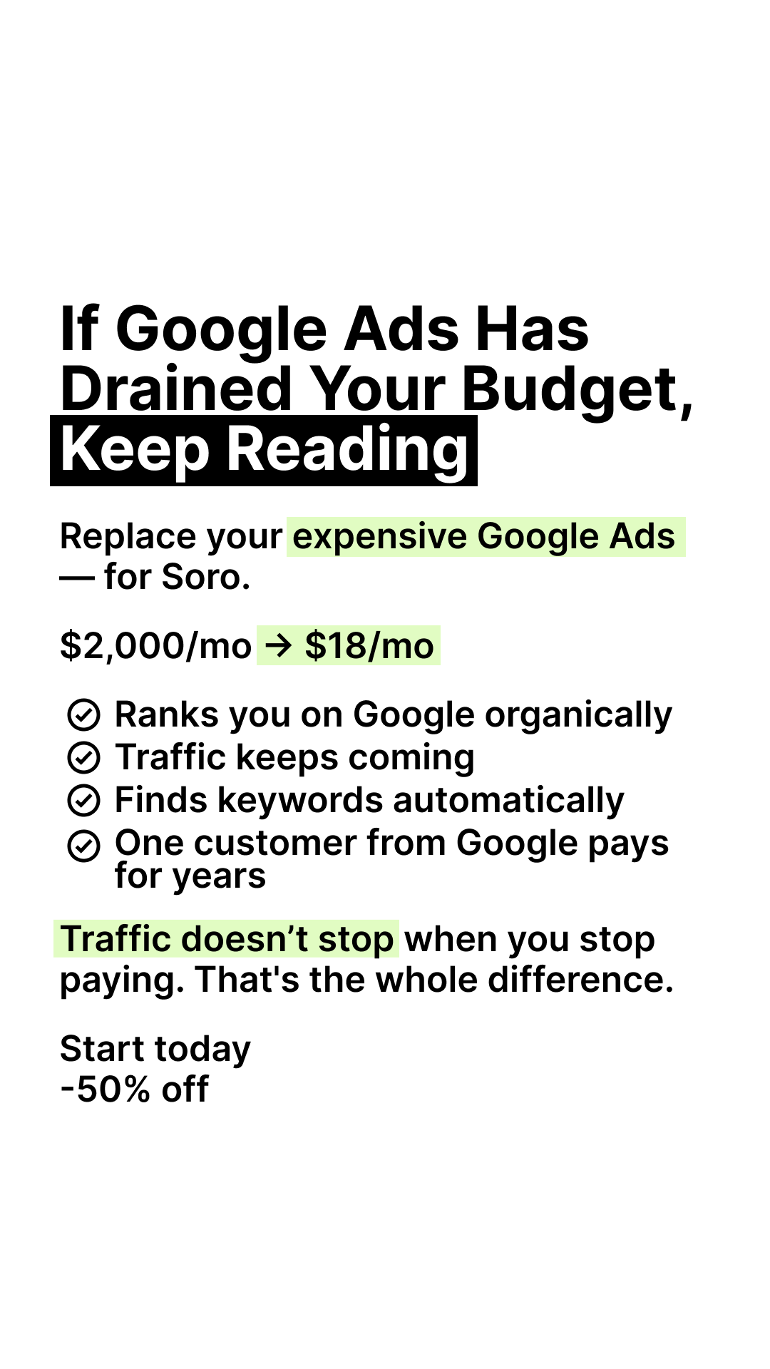 Soro SEO Facebook ad
