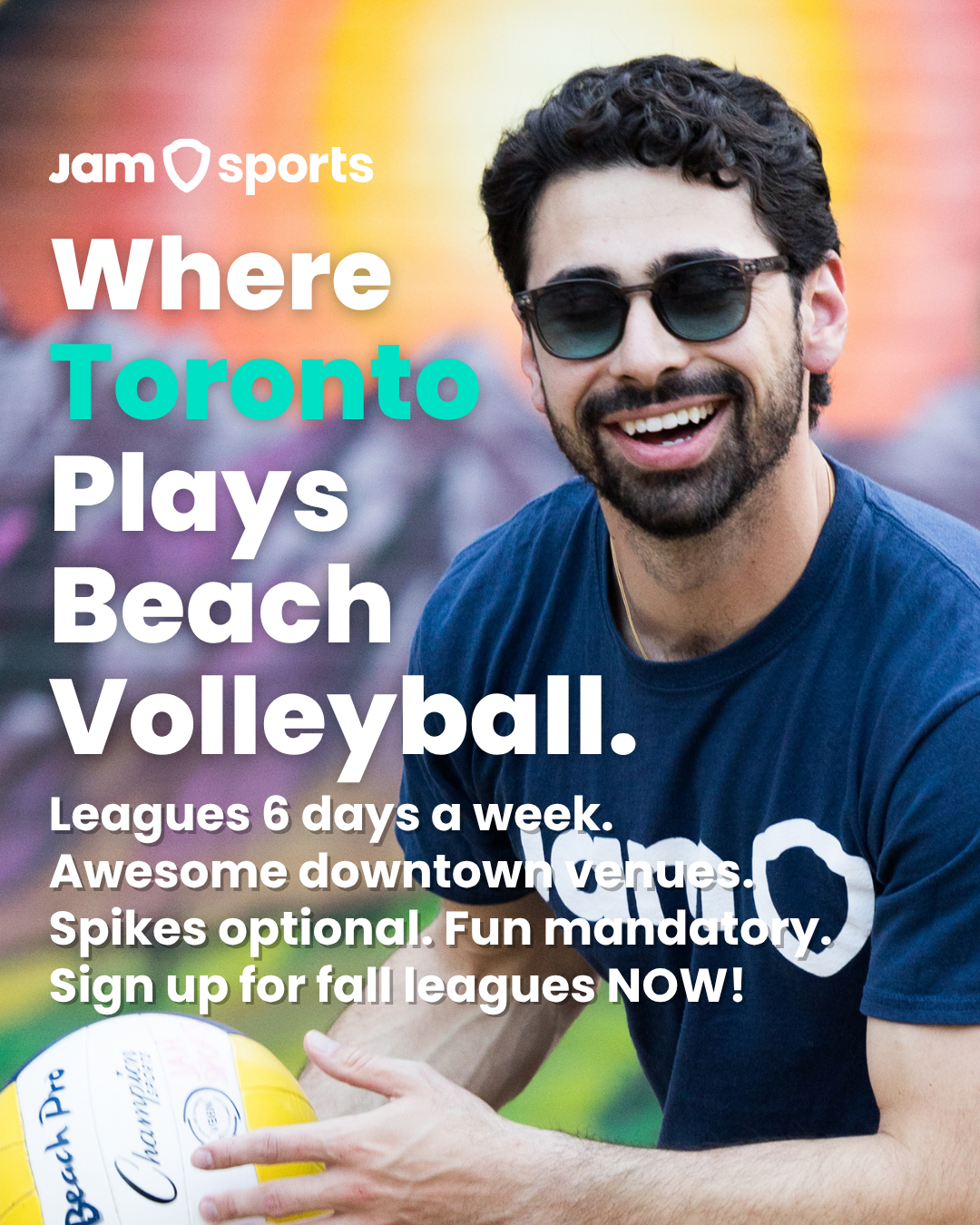JAM Sports Toronto Facebook ad: Beach Volleyball Across Toronto