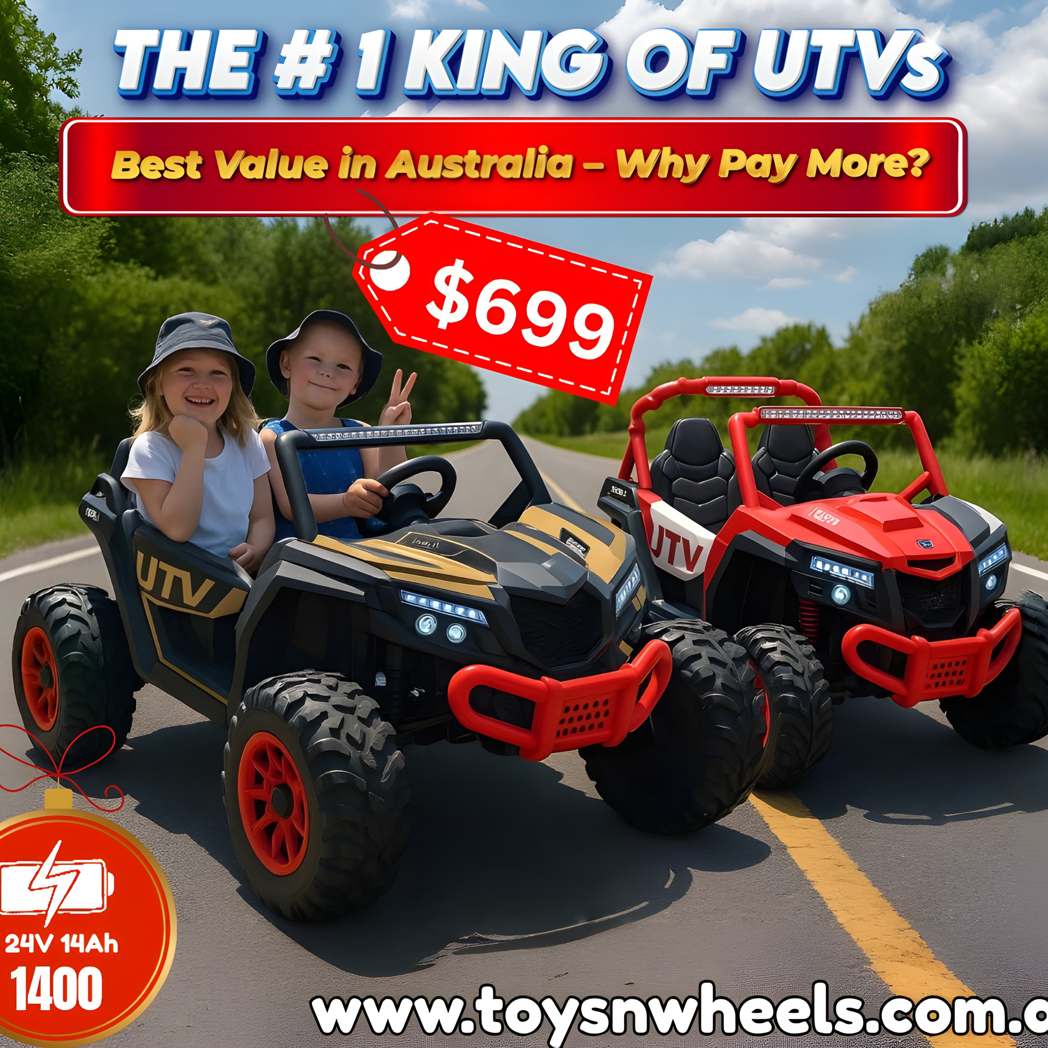 Toys N Wheels - Kids Ride On Toys Facebook ad: MEGA SALE, Why Pay More?