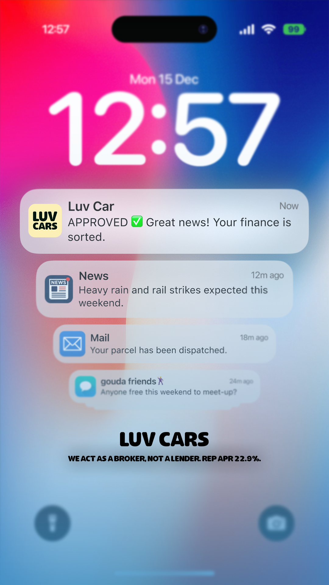 Luv Car Loans Facebook ad from Mar 30, 2026