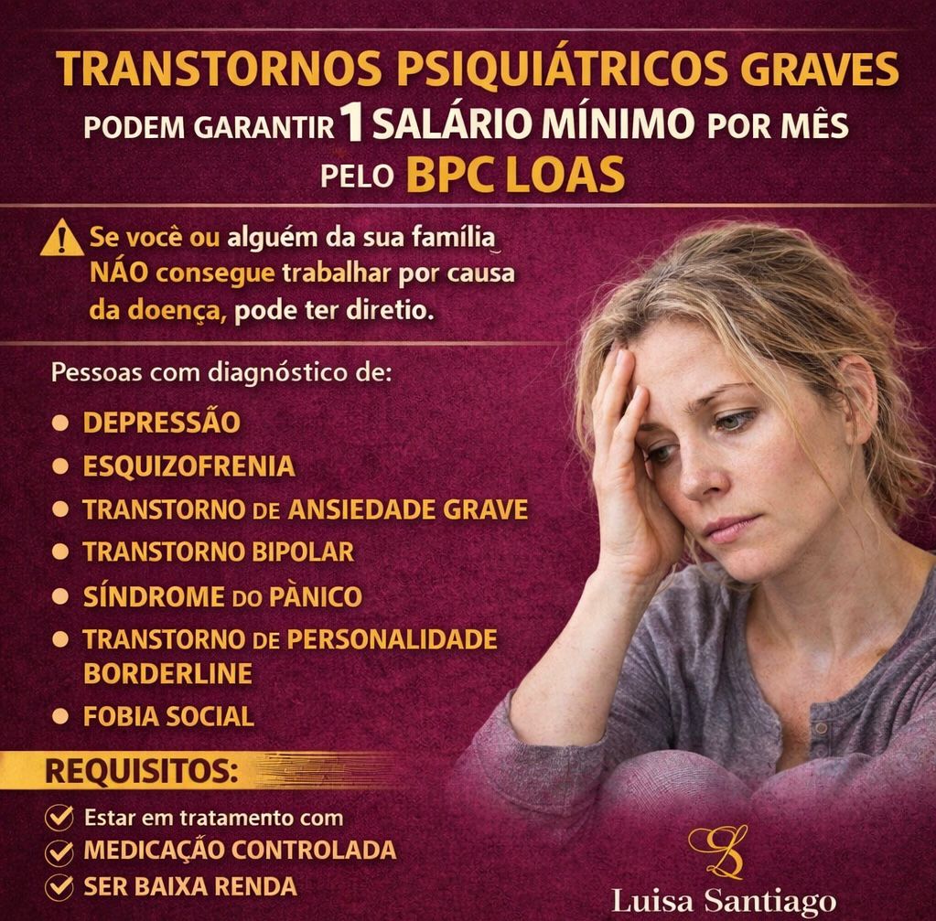 Luisa Karoline Santiago Advocacia & Consultoria Jurídica Facebook ad: Benefícios para pessoas com transtornos mentais