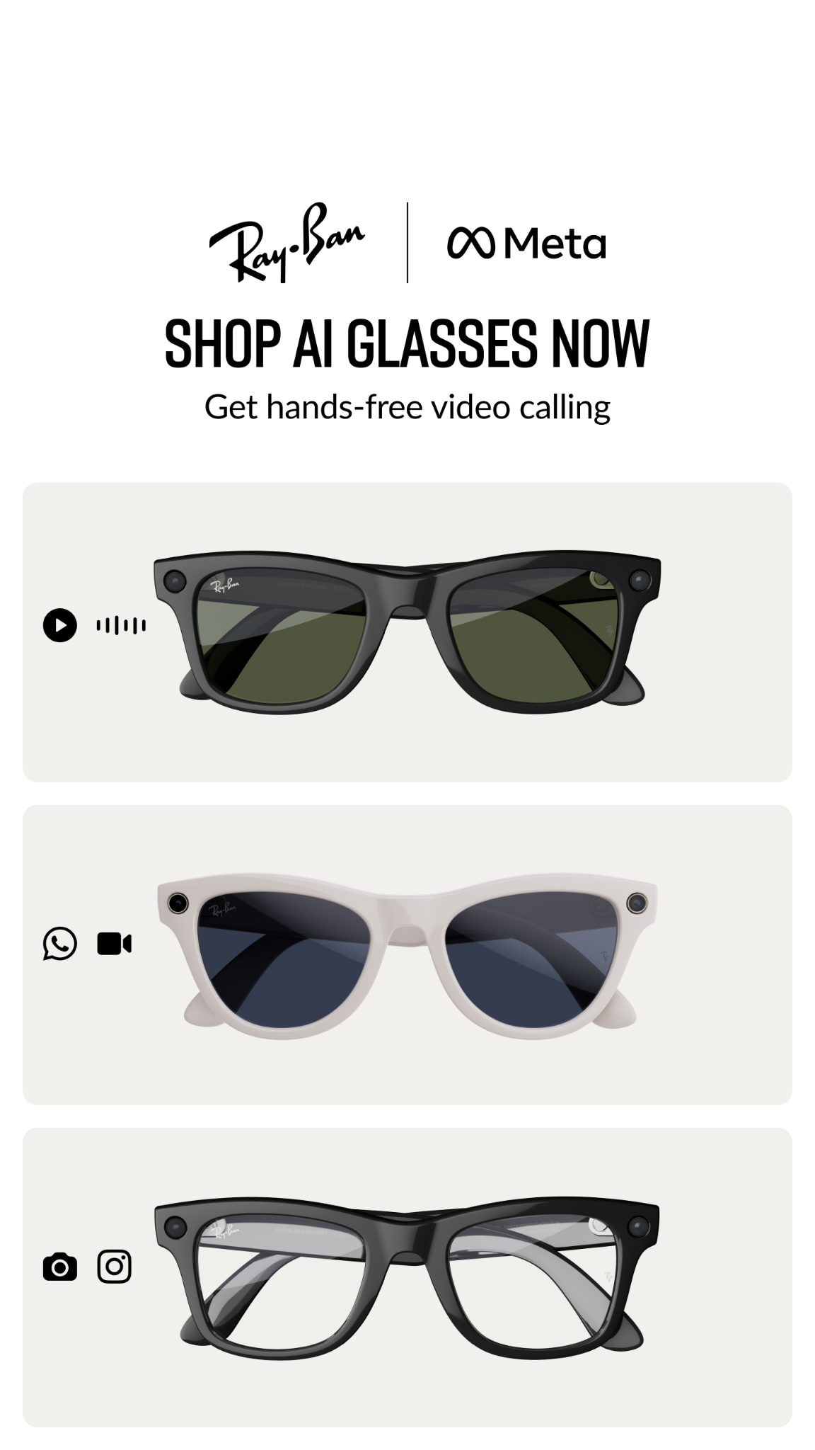 Ray-Ban Meta Facebook ad