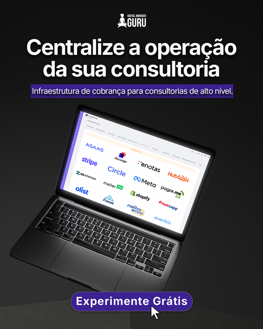 Digital Manager Guru Facebook ad: Operação centralizada