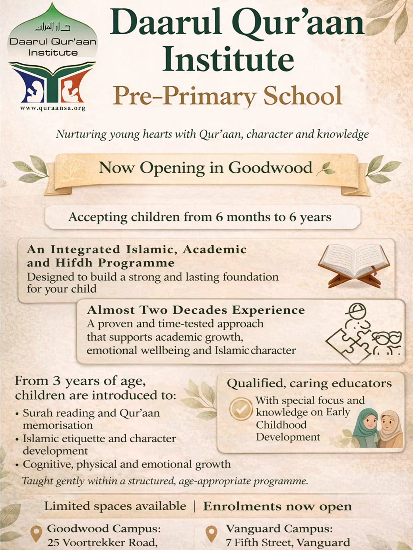 Daarul Qur'aan Institute Facebook ad: Opening soon in Goodwood