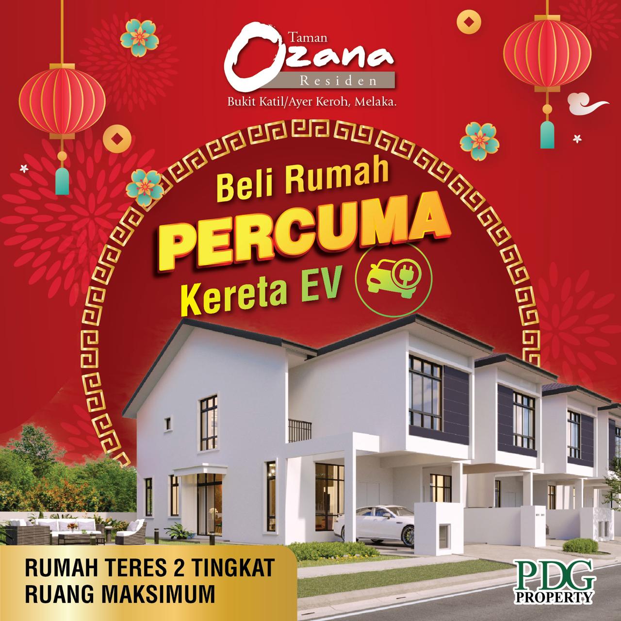 PDG Group Facebook ad: Taman Ozana Residen, Melaka Fully Extended 2 Storey…