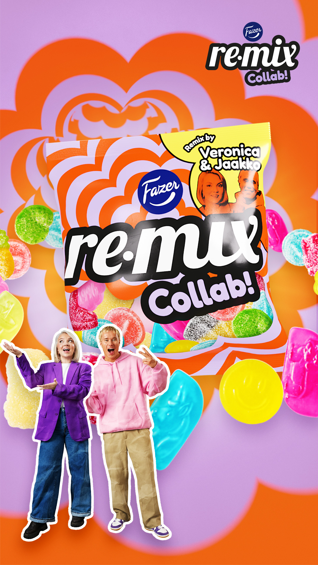 Fazer Remix Facebook ad: Mitä tapahtuu, kun Veronica Verho ja Jaakko Parkkali…