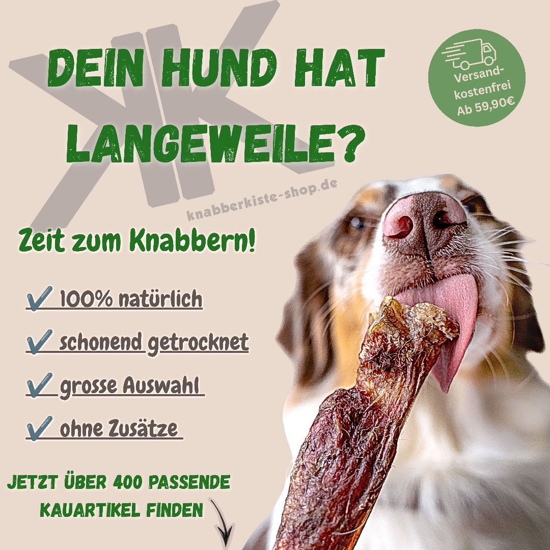 Knabberkiste Facebook ad: Kauartikel aus Deutschland