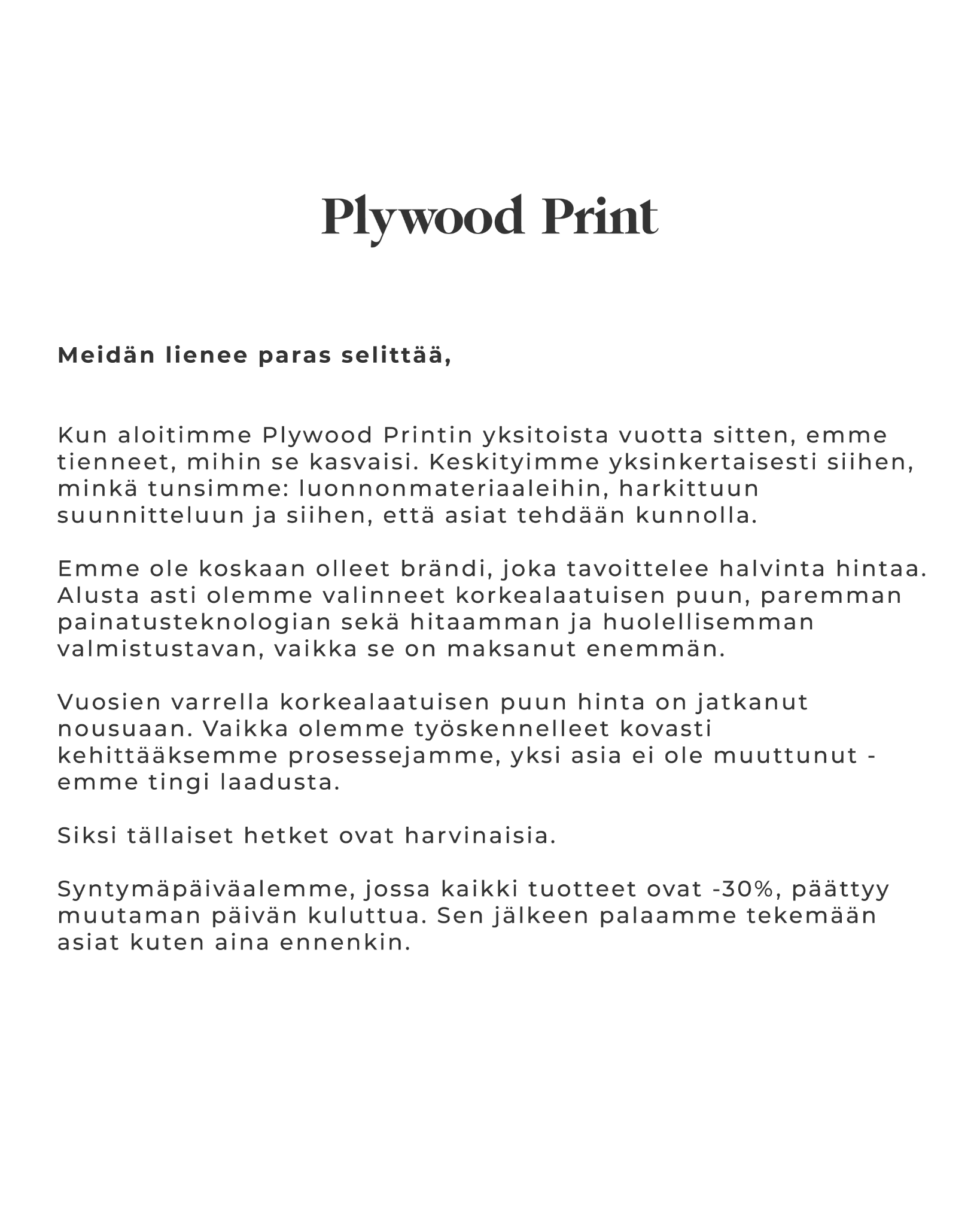 Plywood Print Facebook ad: -30% ALE