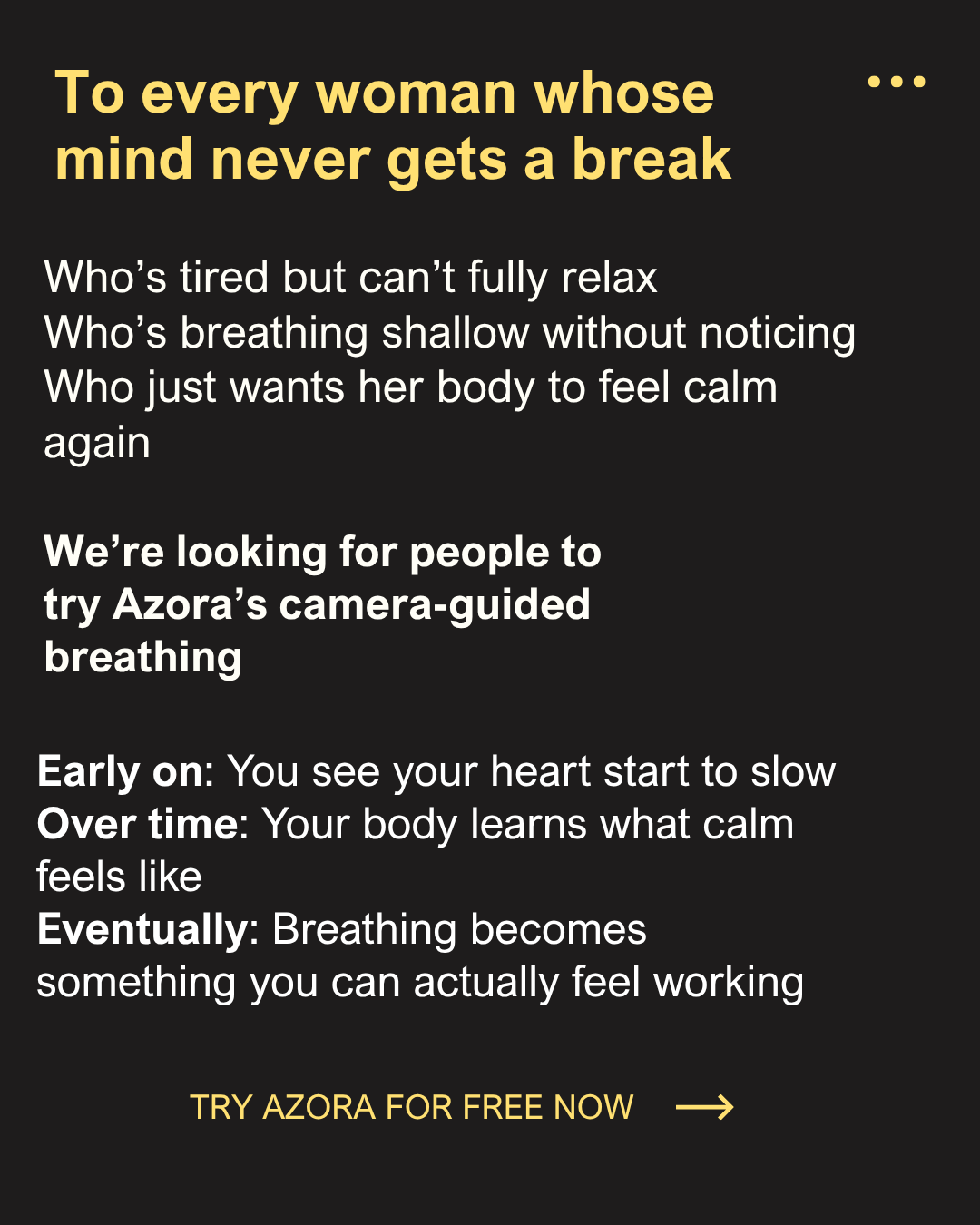 Azora Facebook ad: Train your body to calm down.