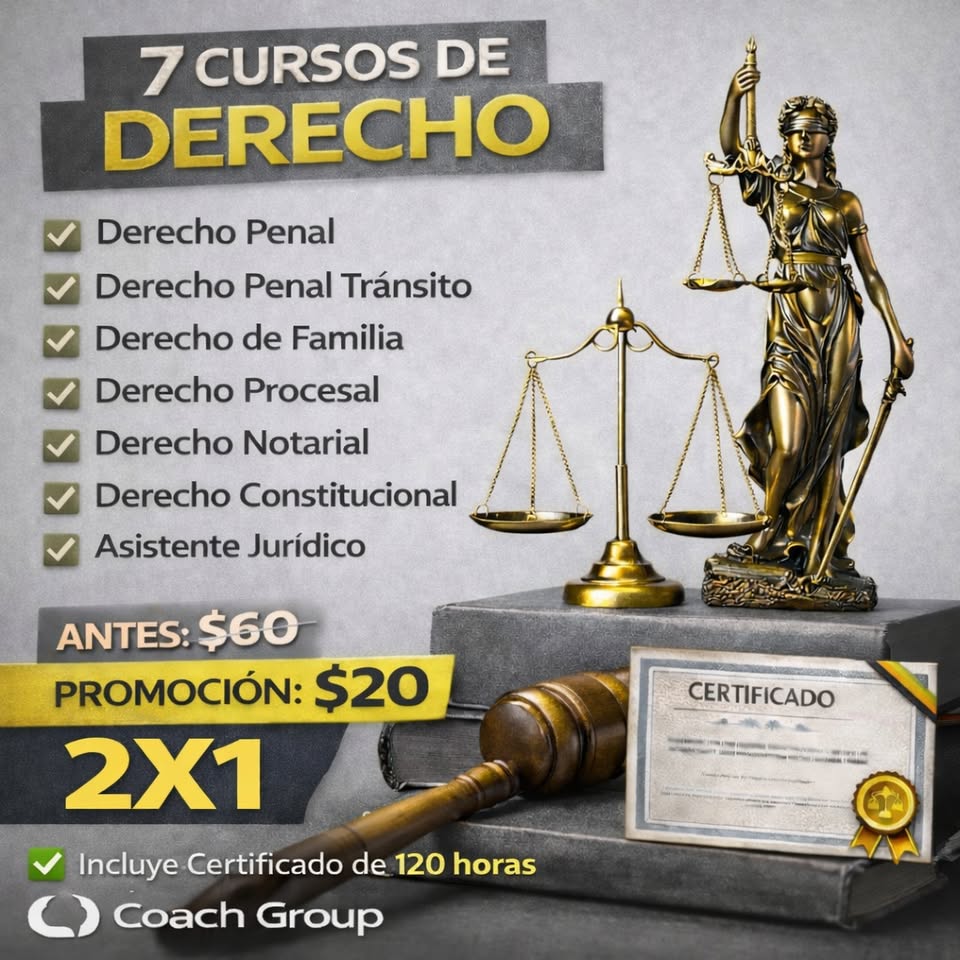 Cursos Online Coach Group Facebook ad: 7 CURSOS DE DERECHO