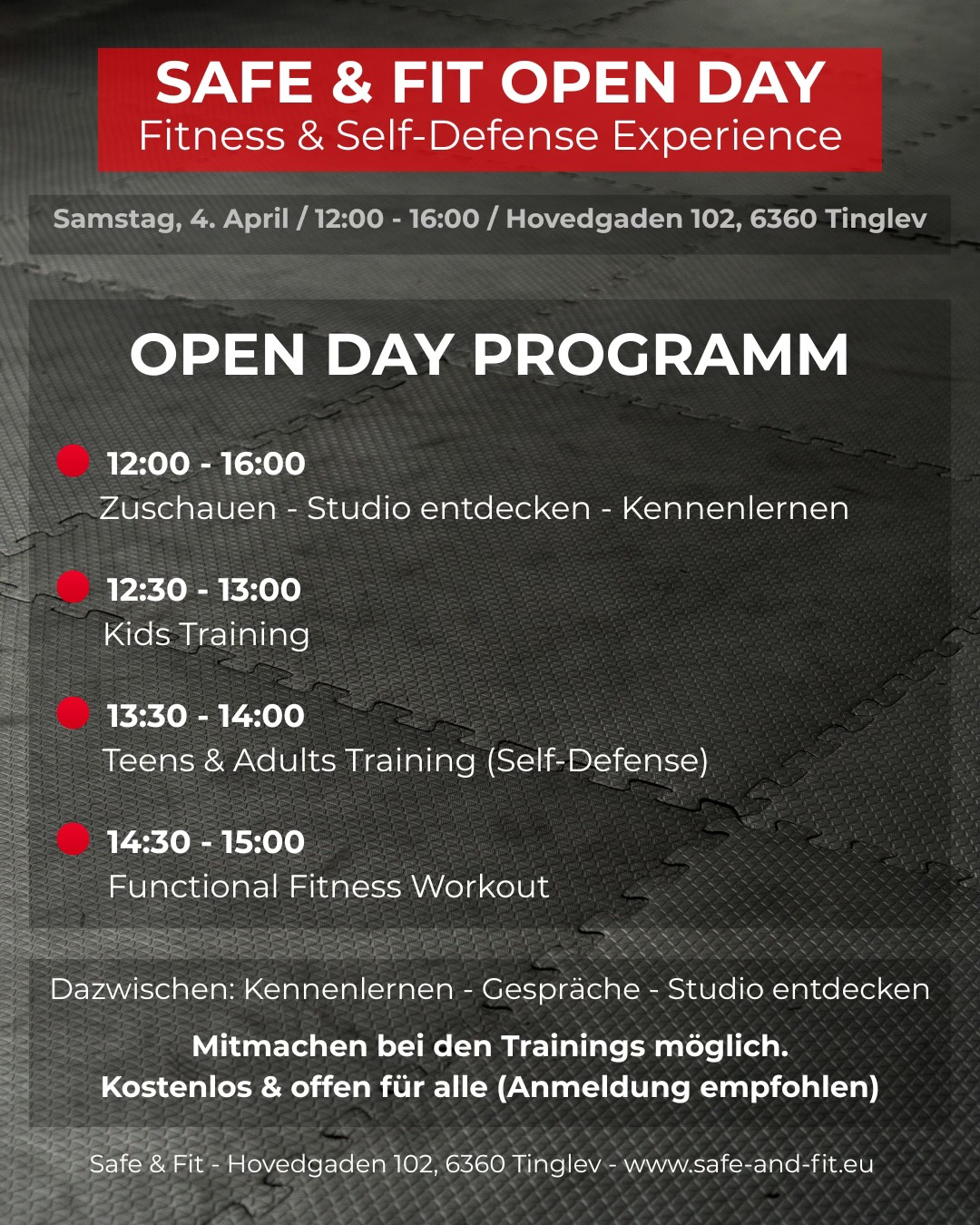 Safe & Fit Facebook ad: Open Day