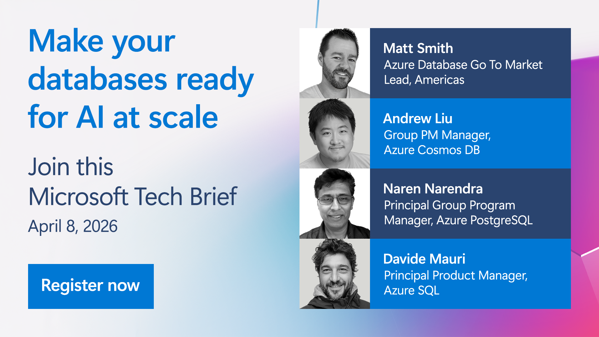 Microsoft in Business Facebook ad: Tech Brief: Azure Databases for AI Transformation