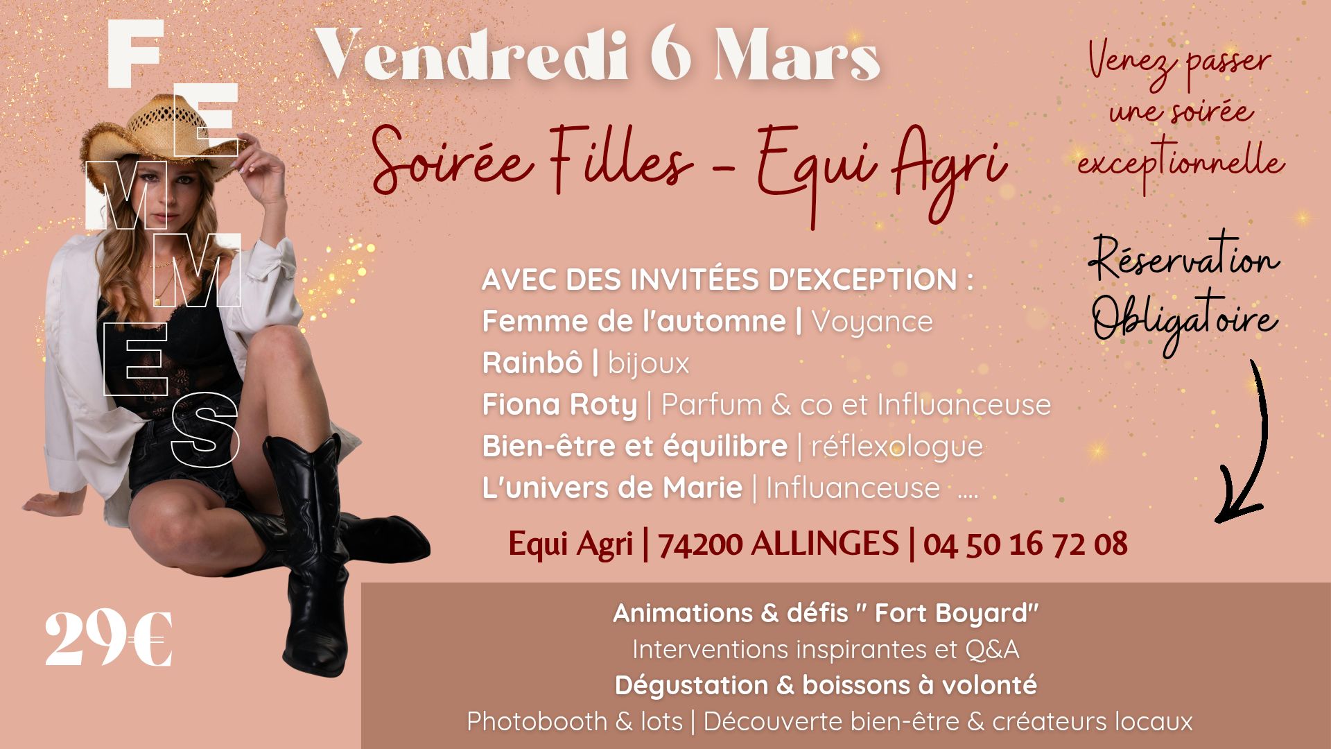 Equi Agri Facebook ad: **SOIRÉE FILLES, 6 MARS**