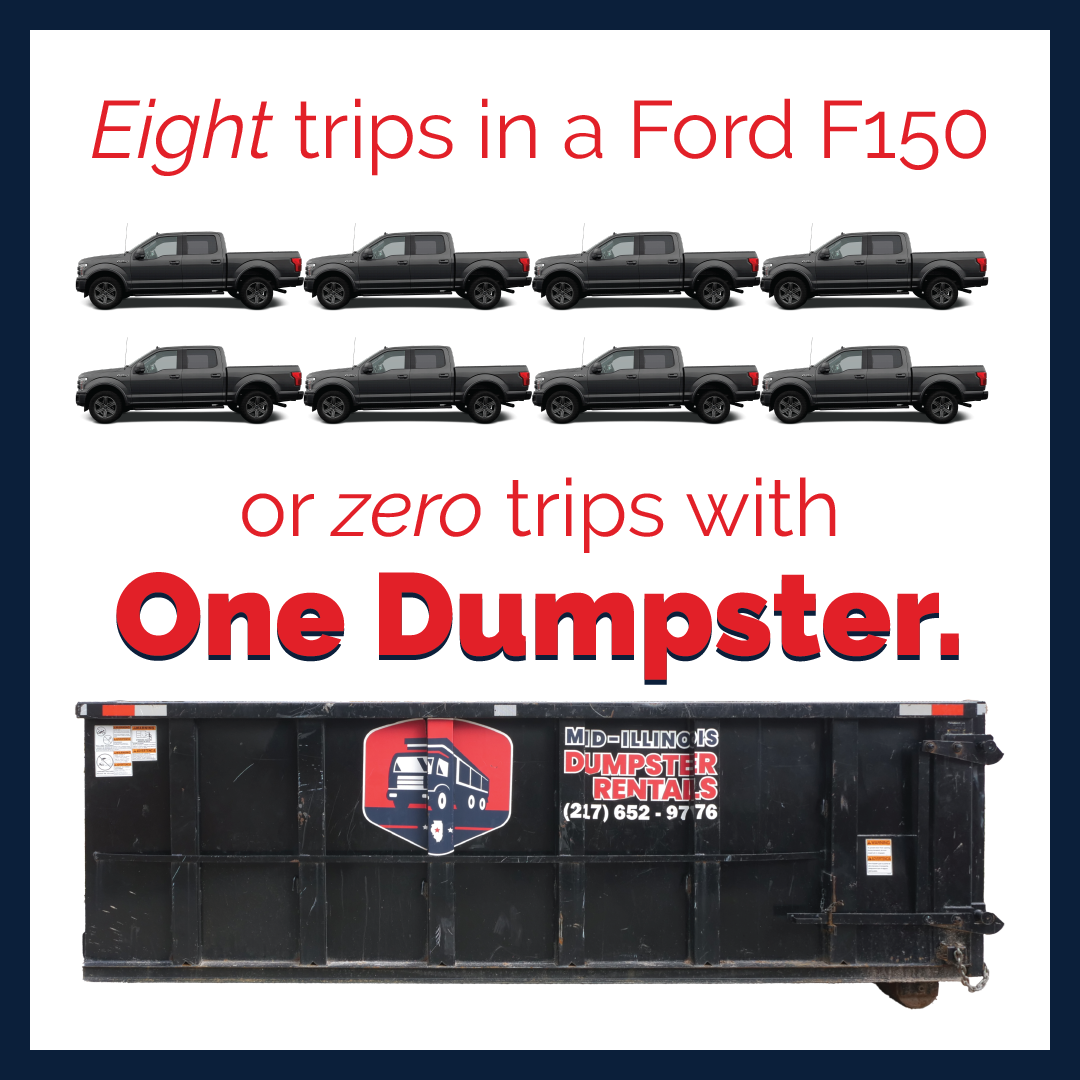 Mid-Illinois Dumpster Rentals Facebook ad: Zero Trips w/ One Dumpster