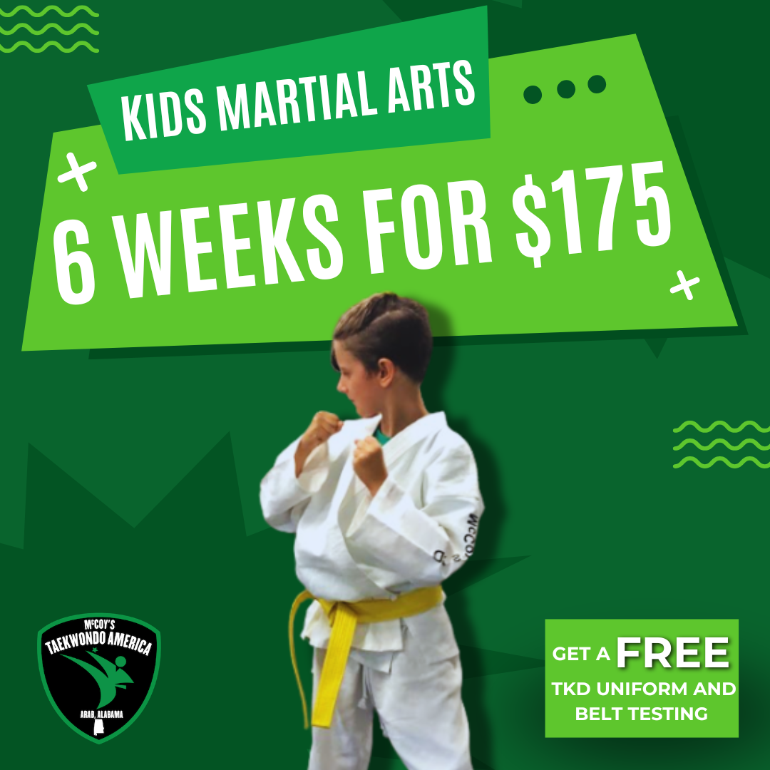 McCoy's Taekwondo America and Krav Maga Facebook ad: Strong Bodies. Strong Minds. Strong Kids.