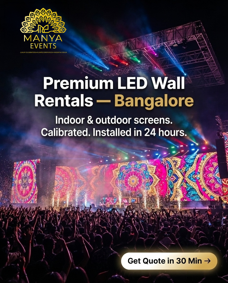 Manya events Facebook ad: Premium LED Wall Rentals in Bangalore