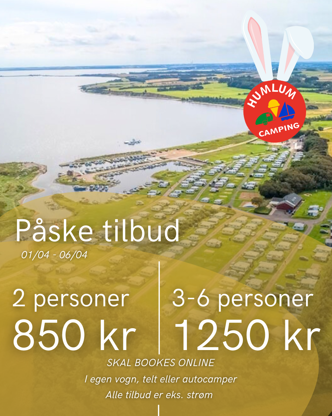 Humlum Camping Facebook ad: Book jeres påske nu