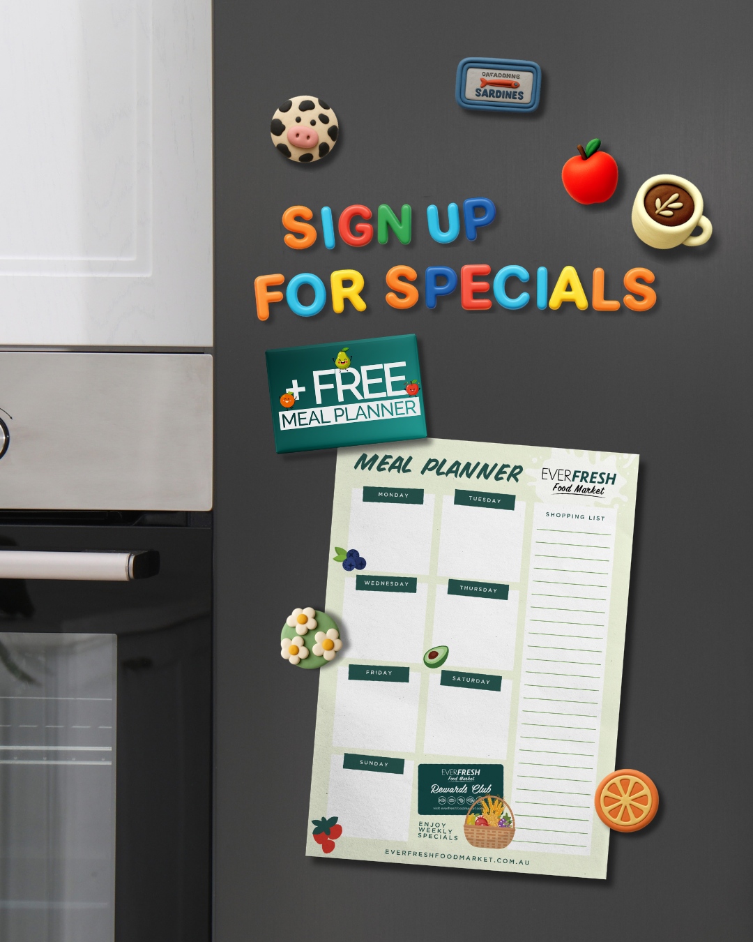 Everfresh Food Market Facebook ad: Your fridge called… it wants our specials inside…