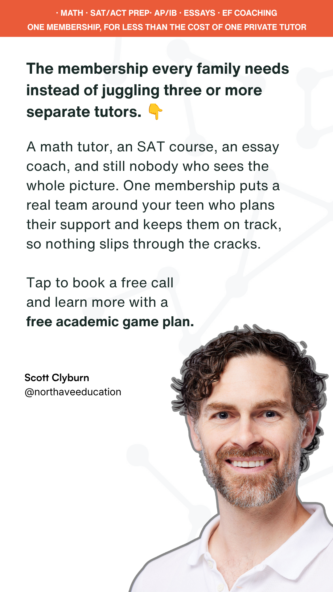 North Avenue Education Facebook ad: Parents of high schoolers: stop juggling a different tutor…