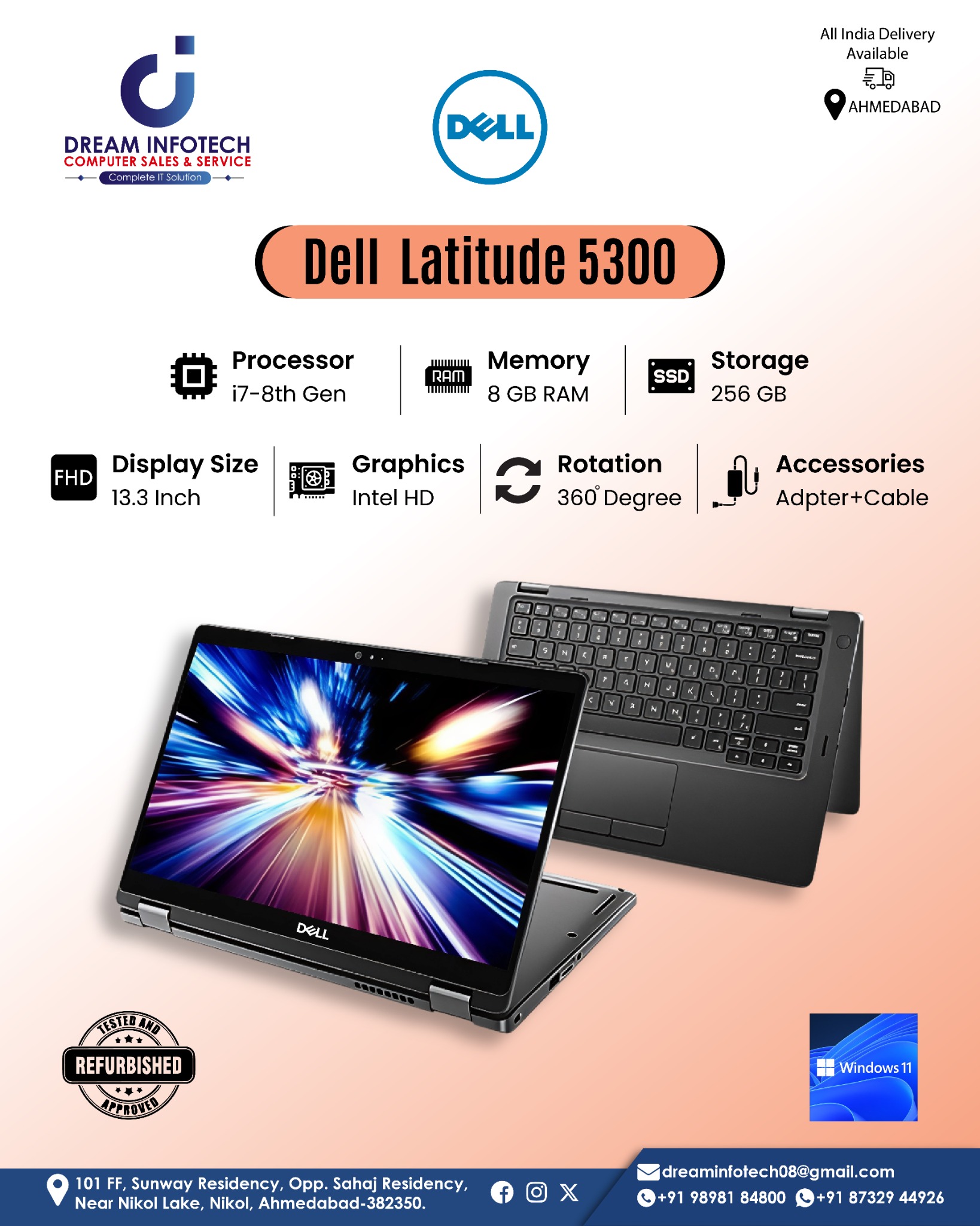 Dream InfoTech Facebook ad: Refurbished Laptops at Best Price