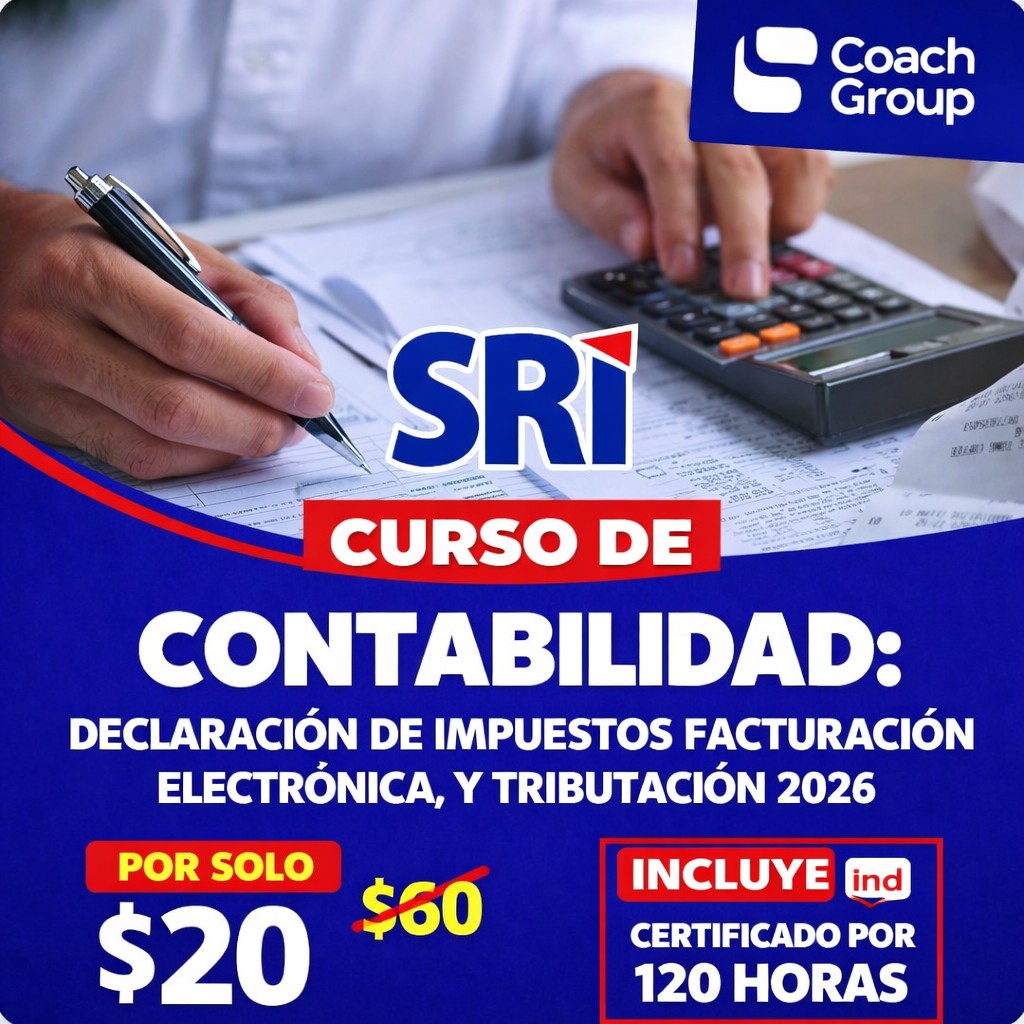 Cursos online COACH Ecuador Facebook ad: CURSO DE CONTABILIDAD: DECLARACIÓN DE IMPUESTOS…