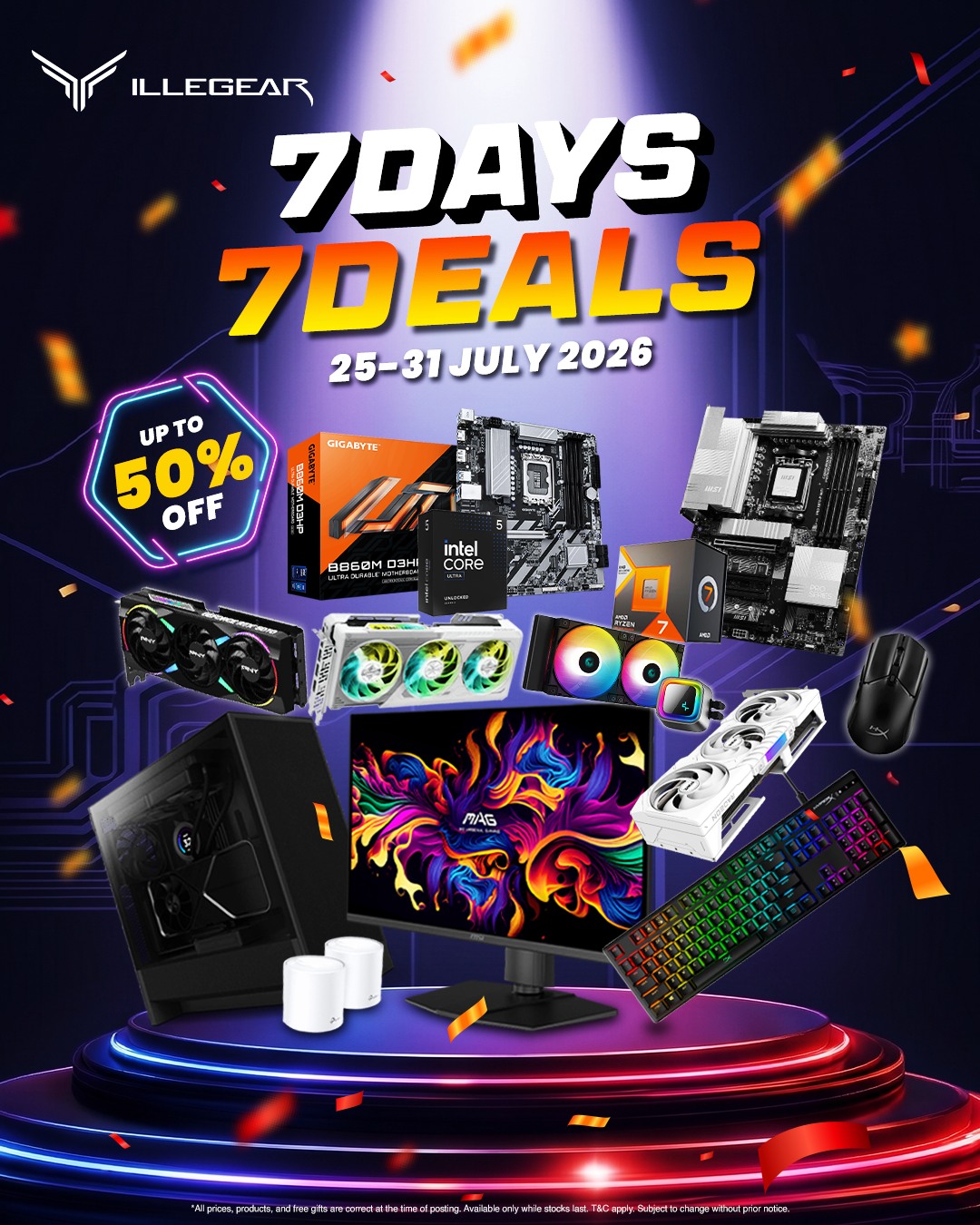 ILLEGEAR Facebook ad: 7 DAYS 7 DEALS FLASH SALE ALERT!