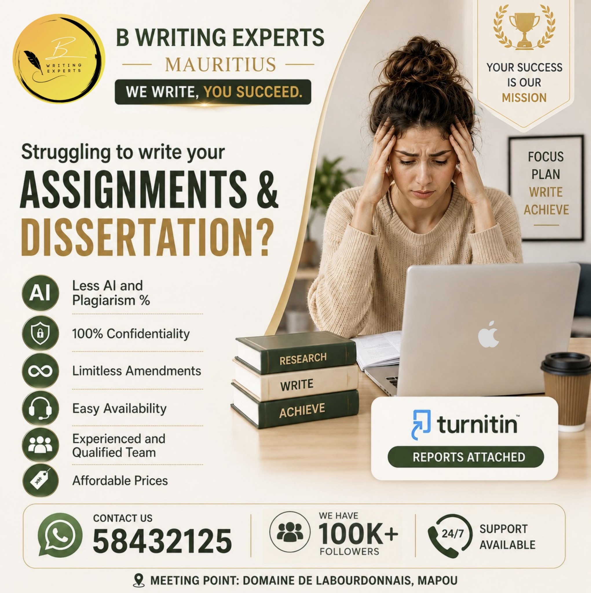 B Writing Experts Mauritius Assignment & Dissertation Facebook ad