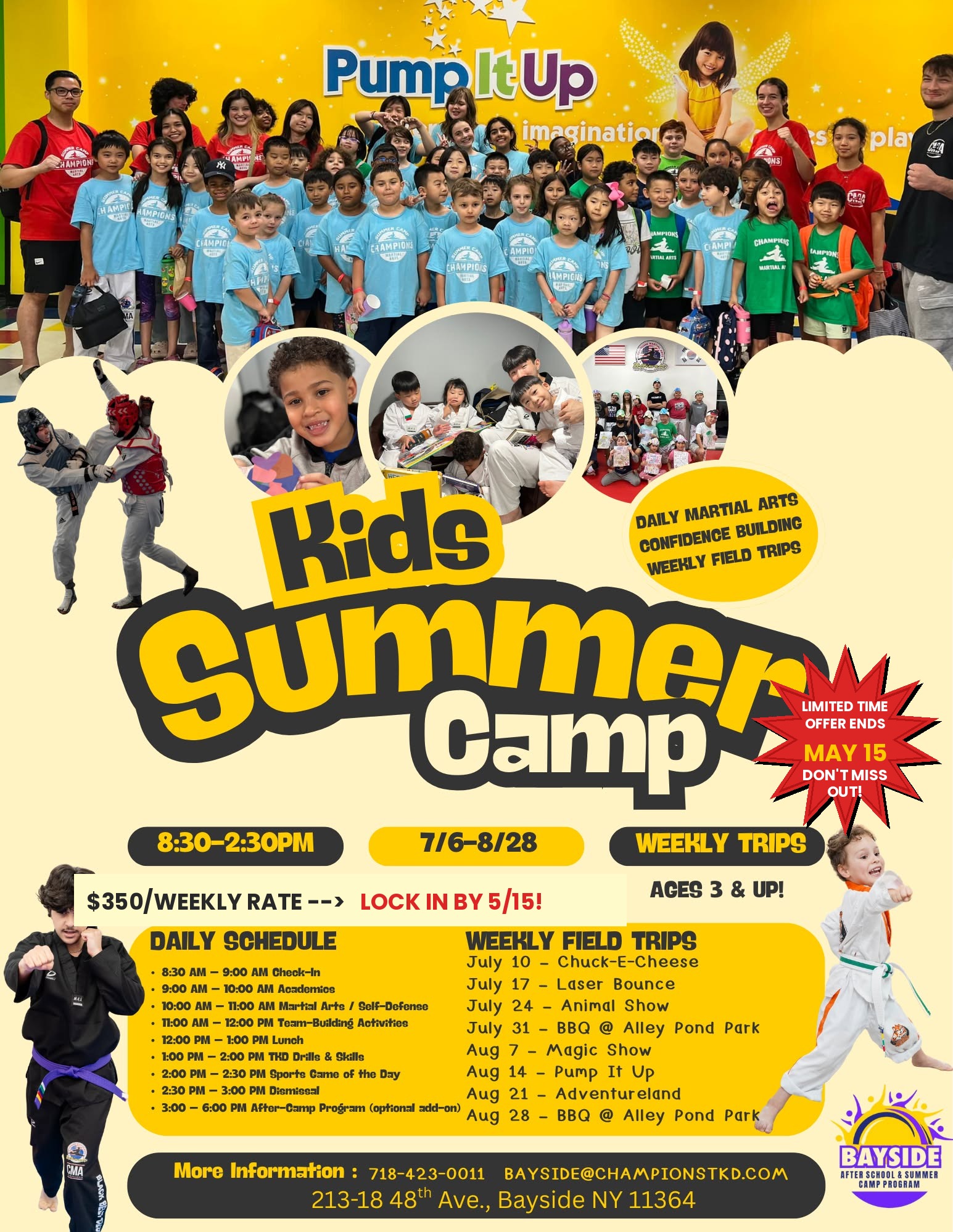 Champions Martial Arts Bayside Facebook ad: Bayside’s Most Action-Packed Summer Camp!