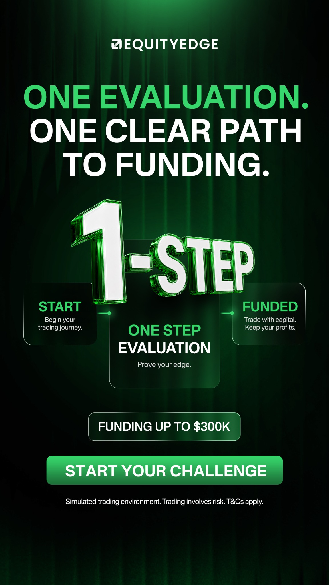 Equity Edge Uk Facebook ad: Start Your 1-Step Challenge Today
