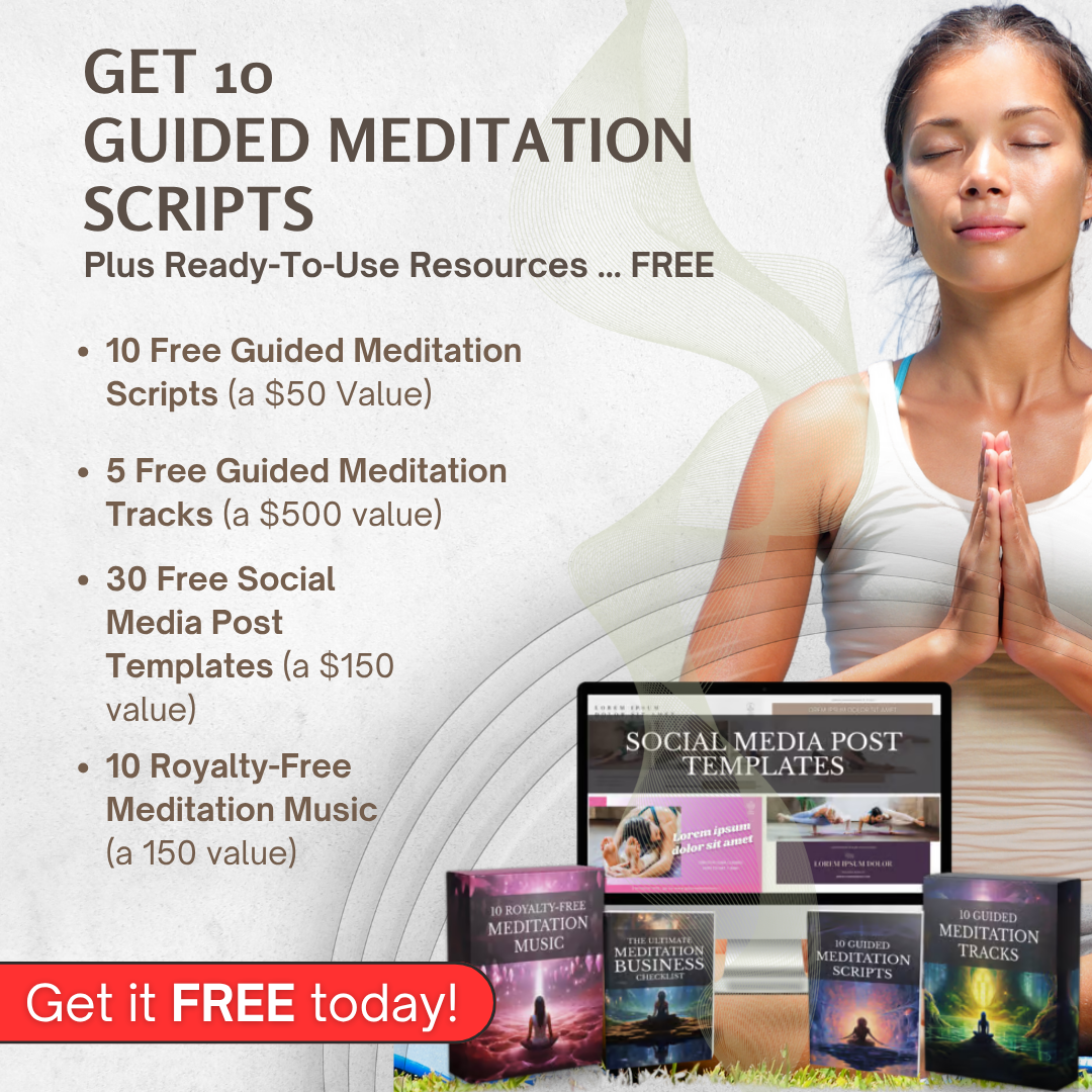 MindfulnessContent.com Facebook ad: Free Meditation Mastery Kit, Scripts + Music + More