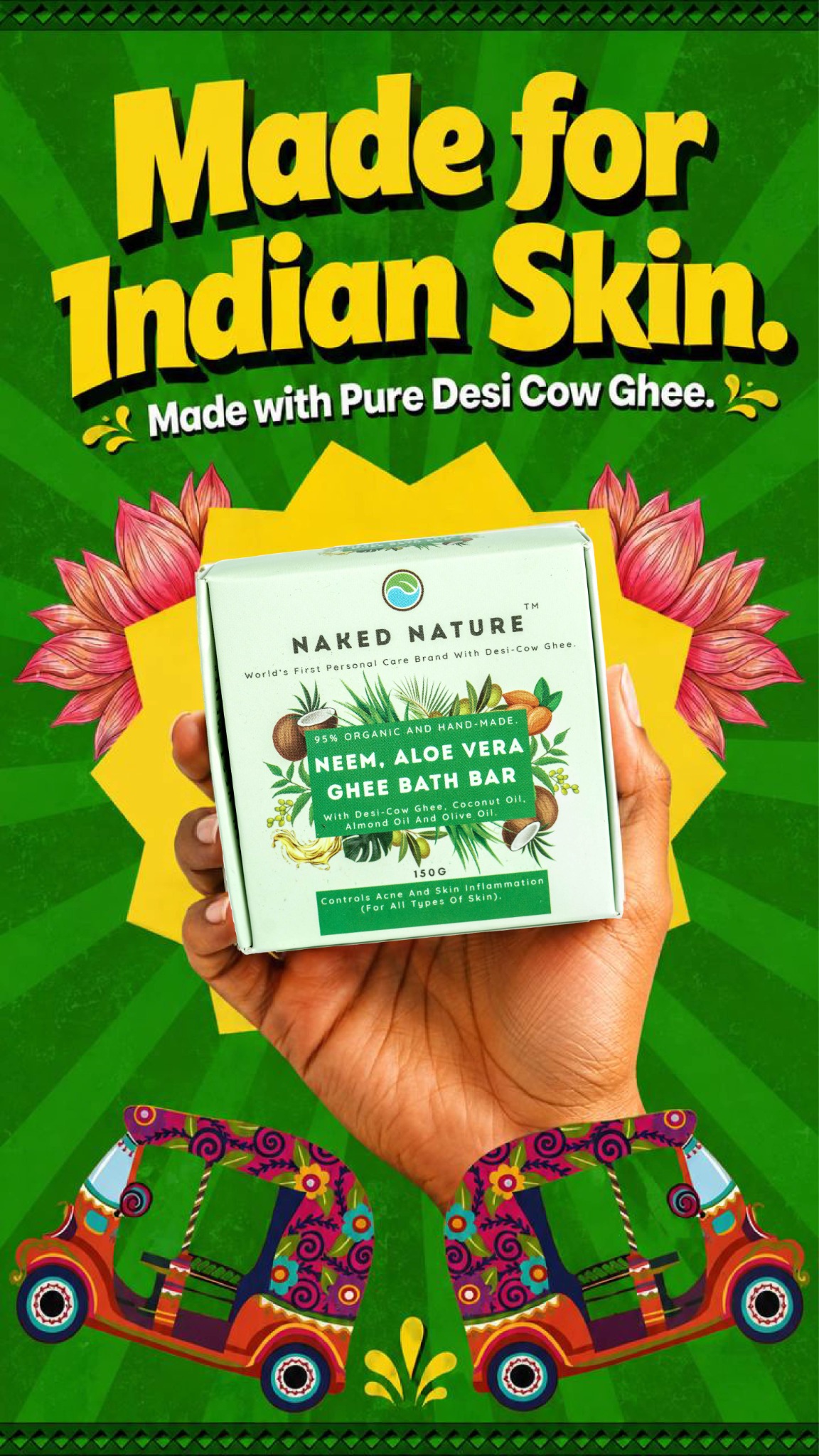 Naked Nature Facebook ad: Rose & Hibiscus Ghee Bath Bar