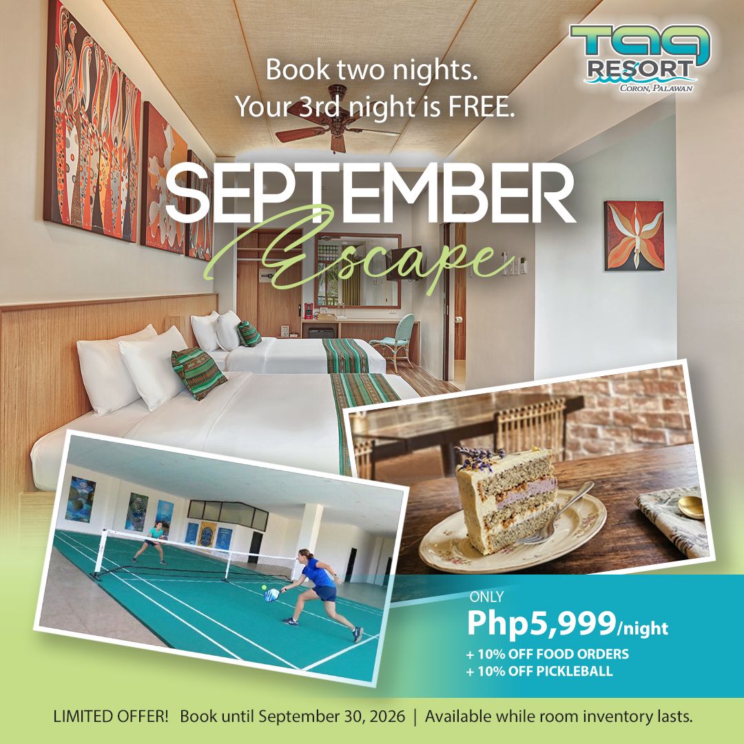 TAG Resort Coron Palawan Facebook ad: Stay 3 nights.