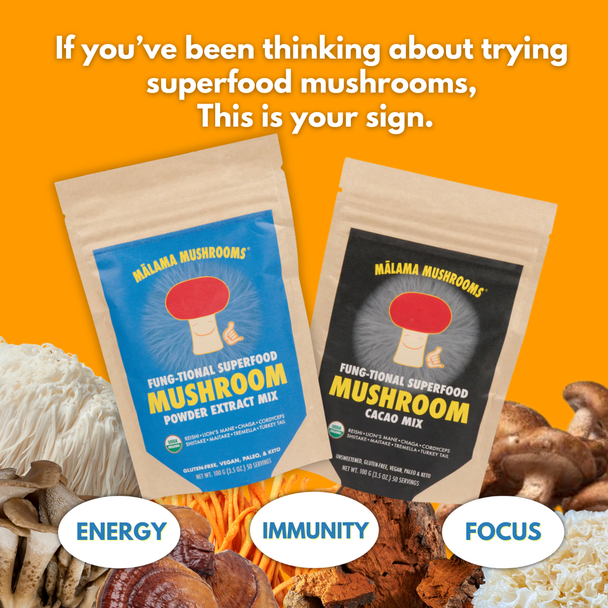 Malama Mushrooms Facebook ad