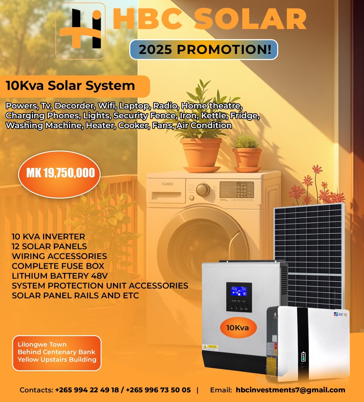 HBC WORLD Facebook ad: WE HAVE THE FOLLOWING SOLAR SYSTEM PACKAGES FOR…